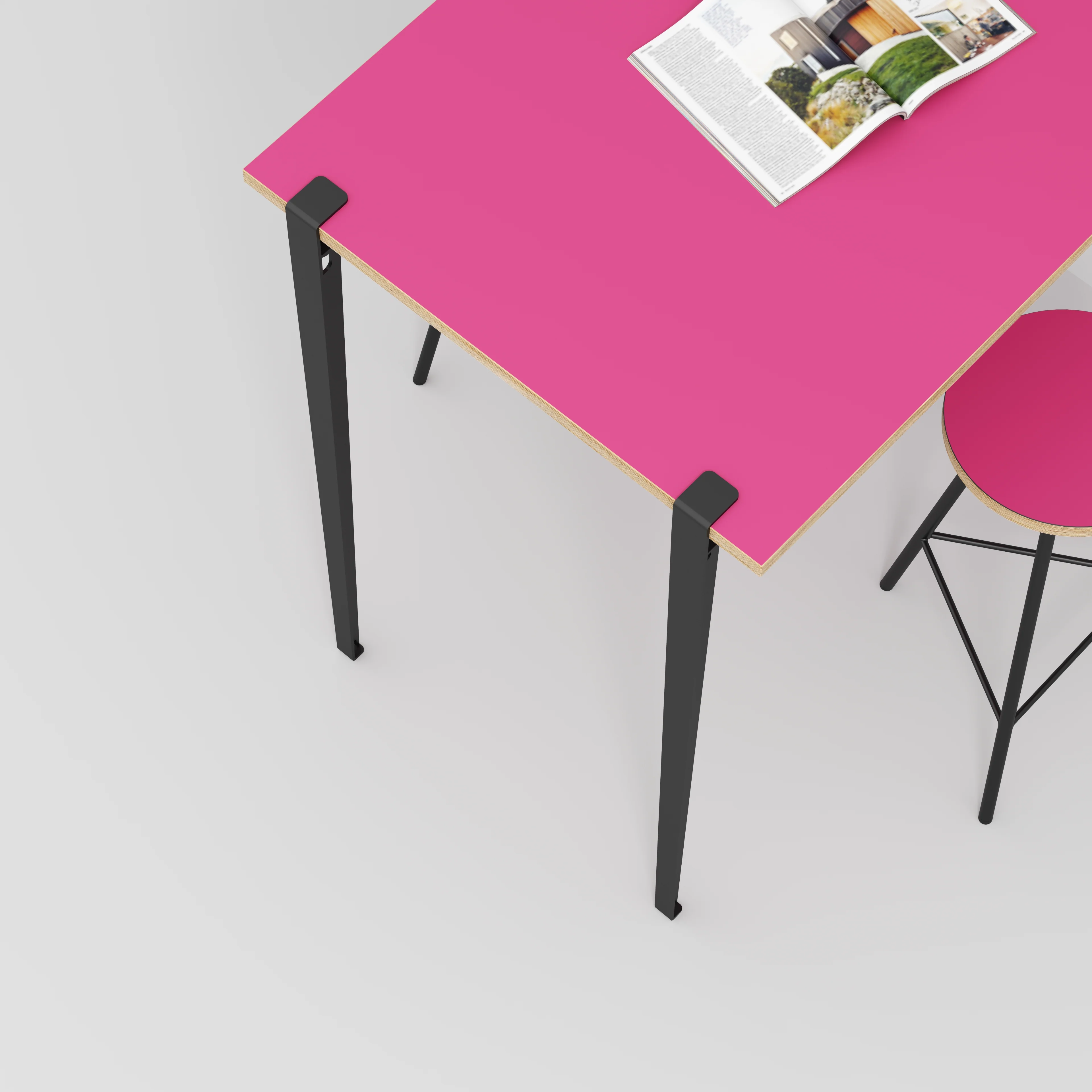 Plywood Wall Table with Black Tiptoe Legs and Brackets - Formica Juicy Pink - 1200(w) x 800(d) x 1100(h) - Image 3