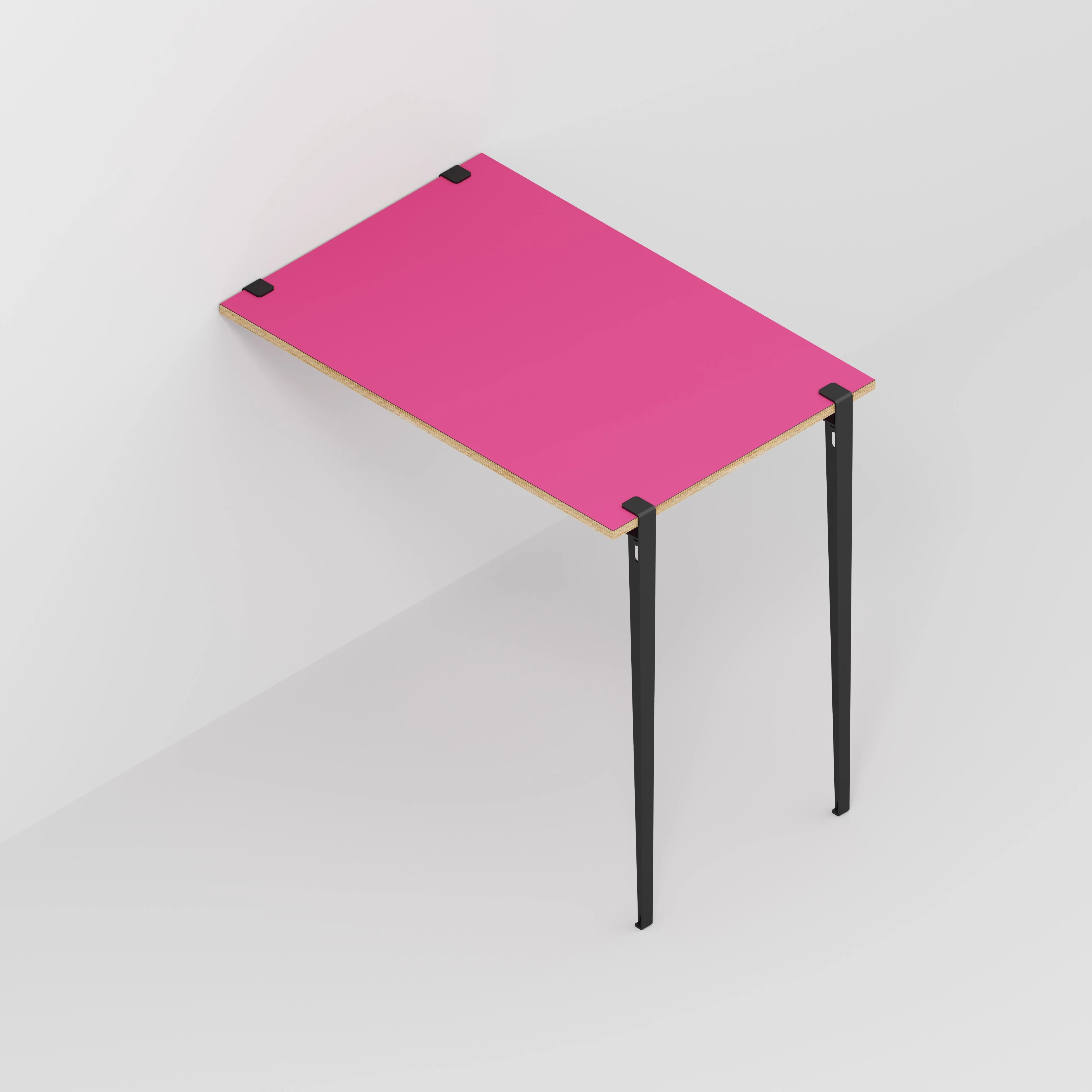 Plywood Wall Table with Black Tiptoe Legs and Brackets - Formica Juicy Pink - 1200(w) x 800(d) x 1100(h) - Image 5