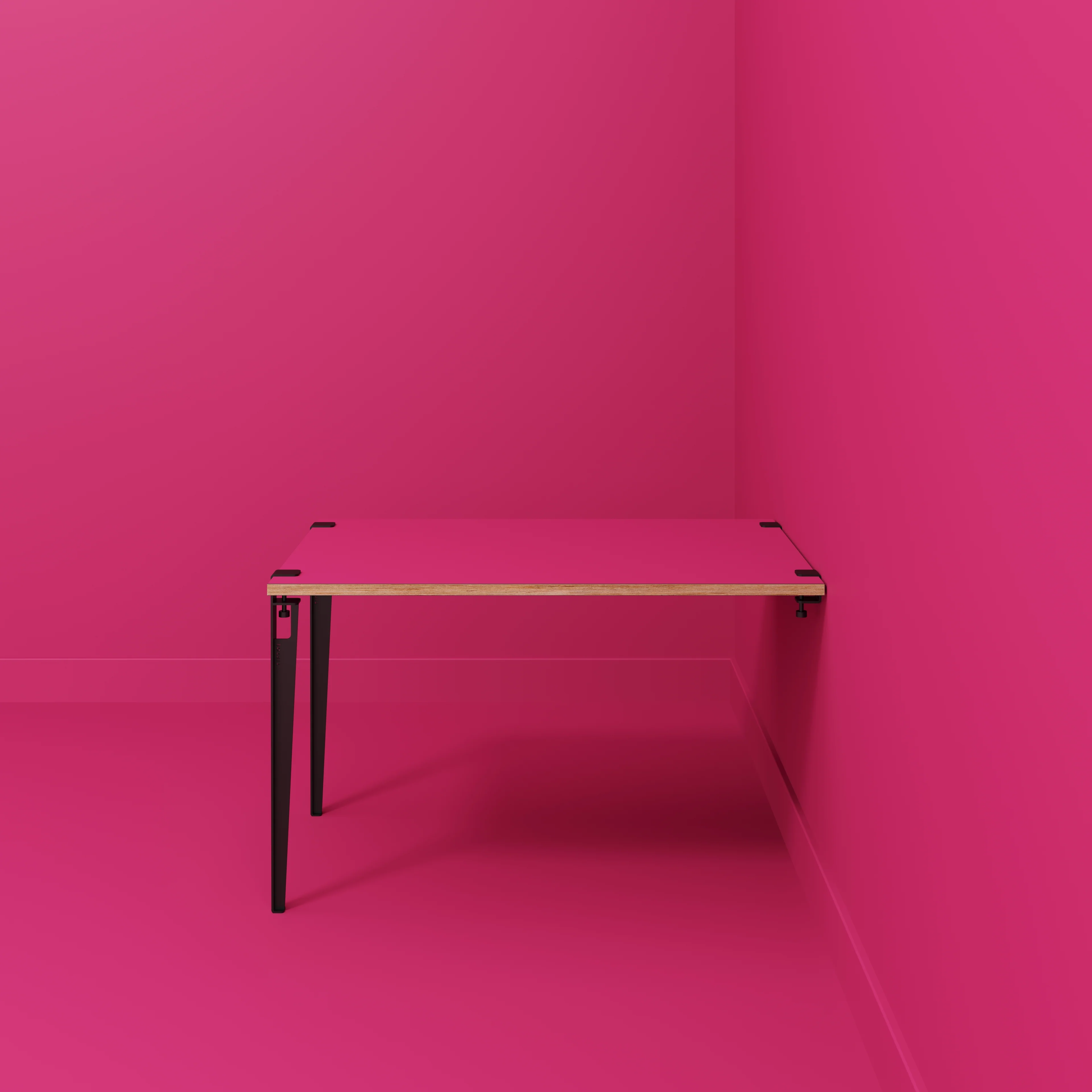 Plywood Wall Table with Black Tiptoe Legs and Brackets - Formica Juicy Pink - 1200(w) x 800(d) x 750(h) - Image 2