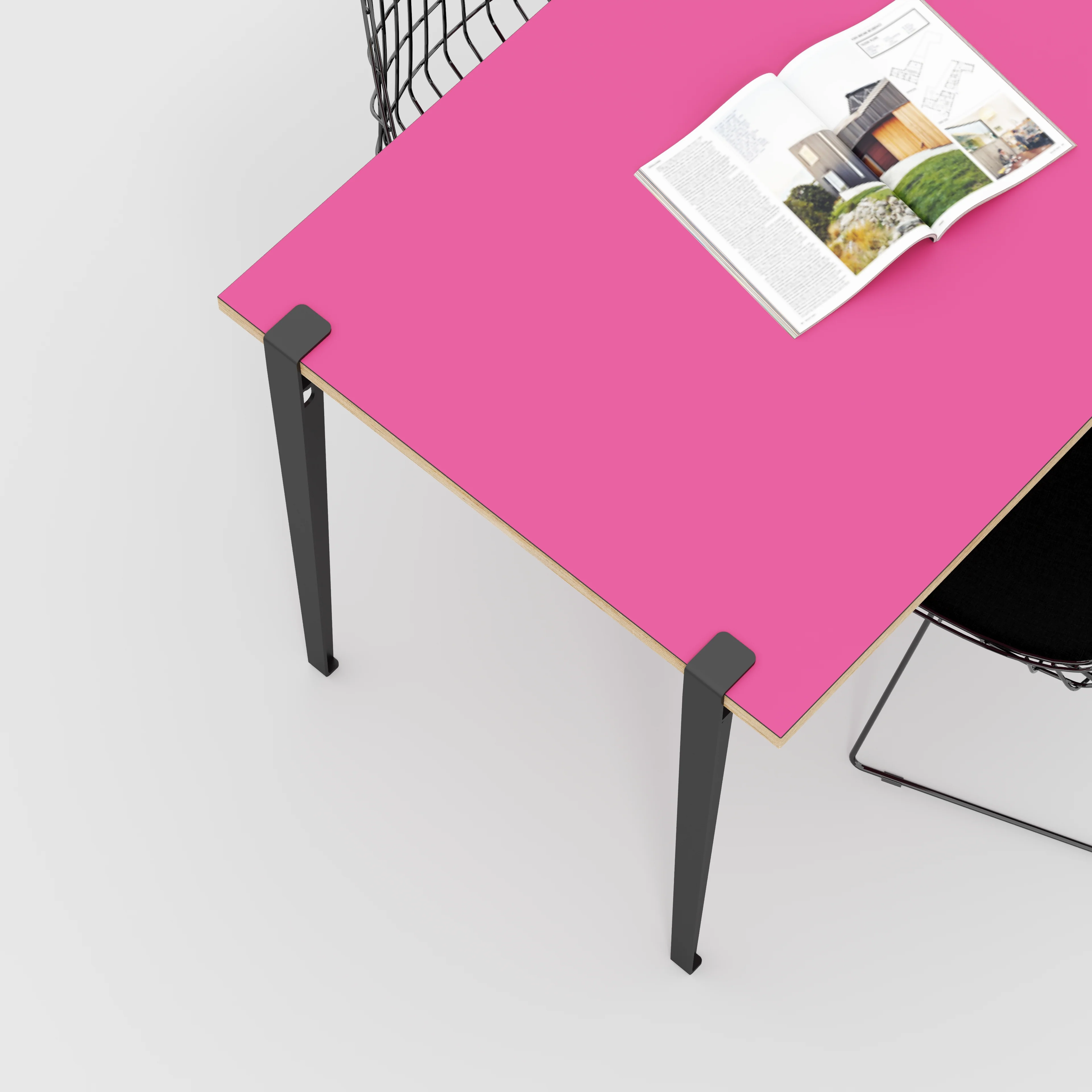Plywood Wall Table with Black Tiptoe Legs and Brackets - Formica Juicy Pink - 1200(w) x 800(d) x 750(h) - Image 3