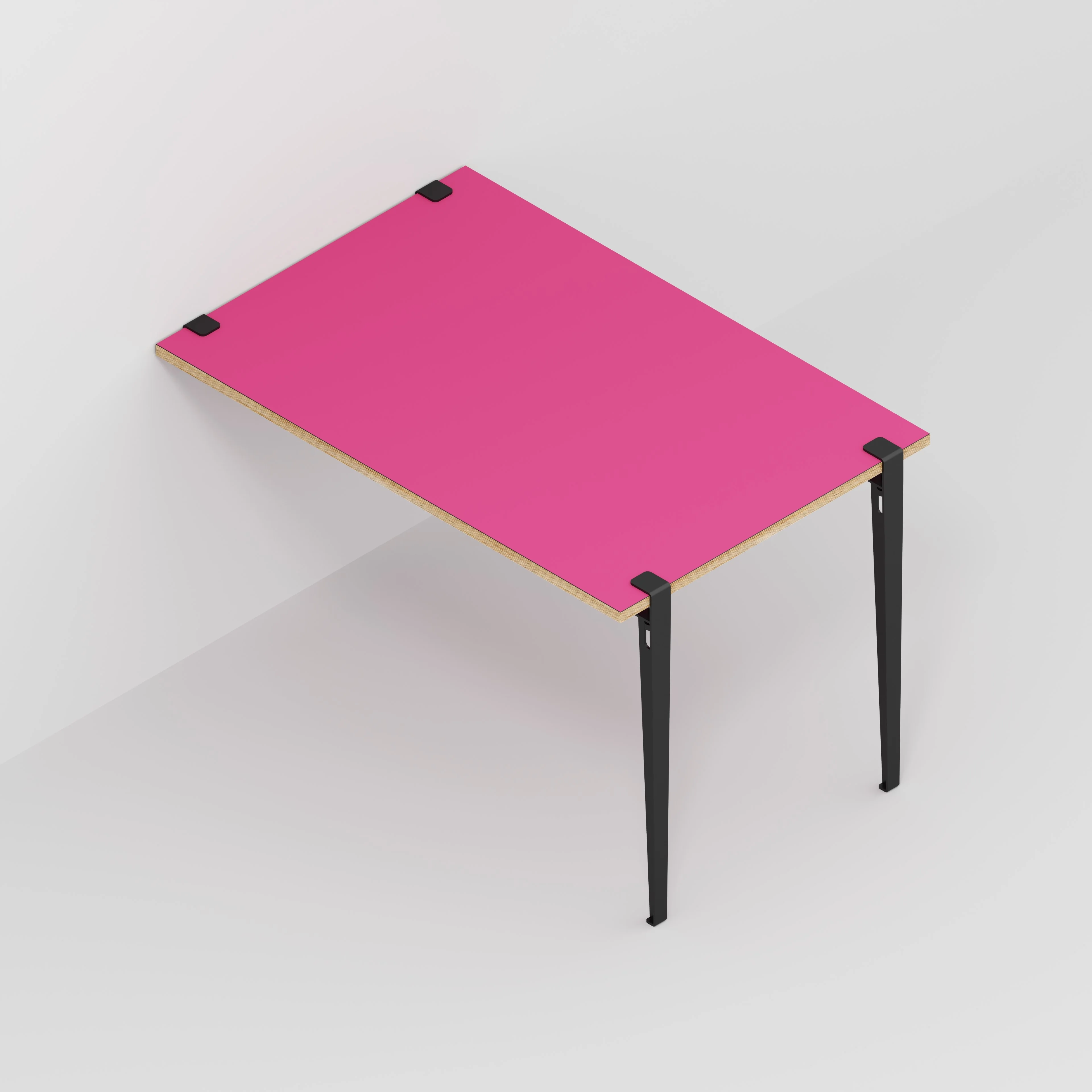 Plywood Wall Table with Black Tiptoe Legs and Brackets - Formica Juicy Pink - 1200(w) x 800(d) x 750(h) - Image 5