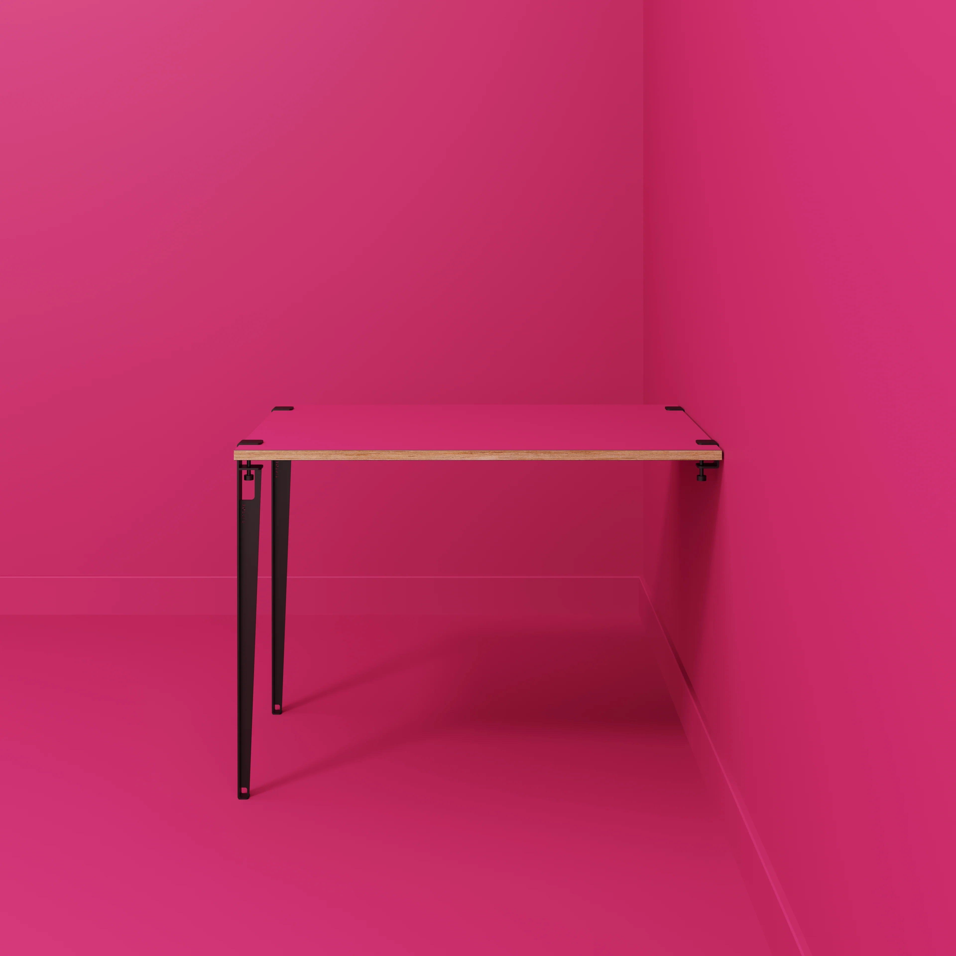 Plywood Wall Table with Black Tiptoe Legs and Brackets - Formica Juicy Pink - 1200(w) x 800(d) x 900(h) - Image 2