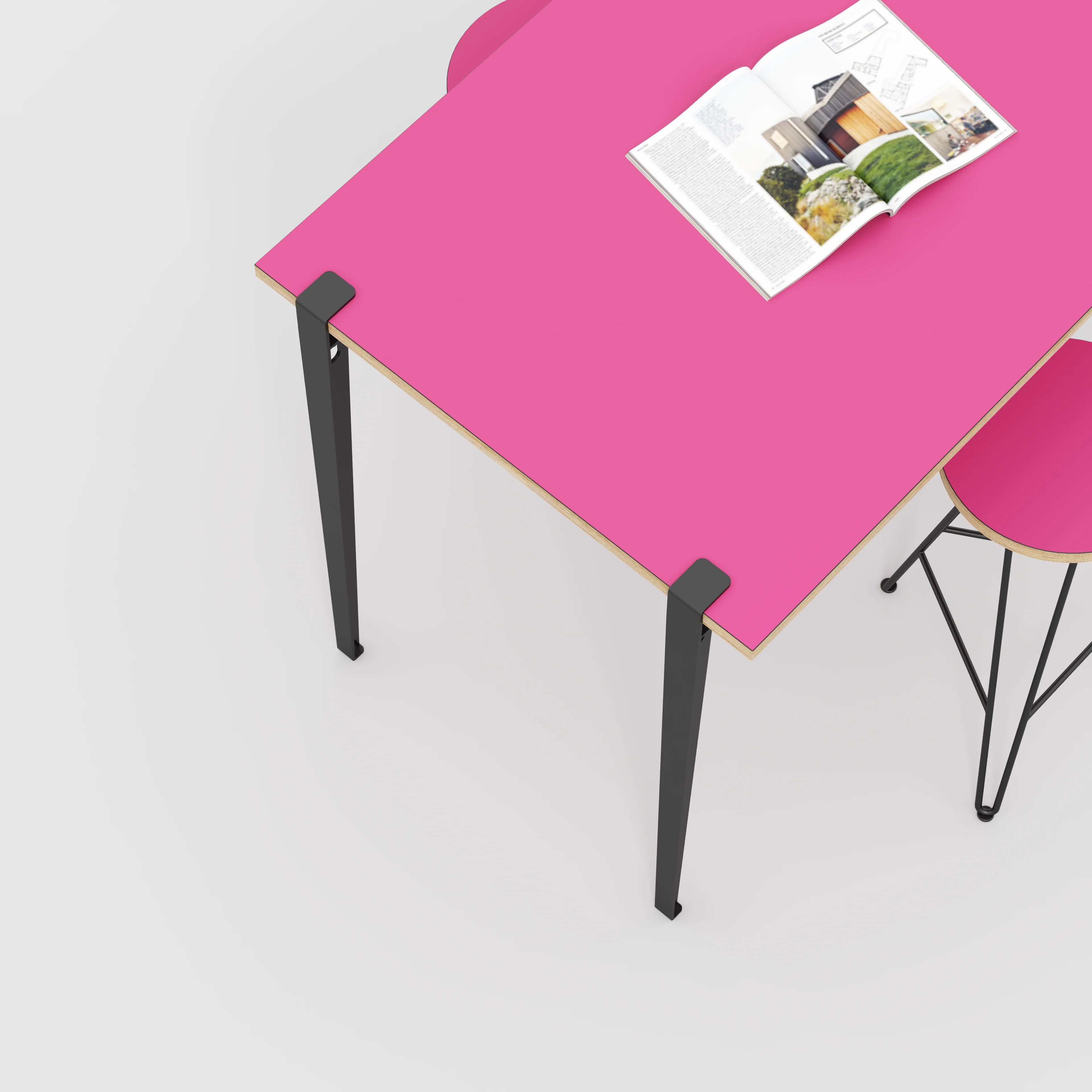 Plywood Wall Table with Black Tiptoe Legs and Brackets - Formica Juicy Pink - 1200(w) x 800(d) x 900(h) - Image 3
