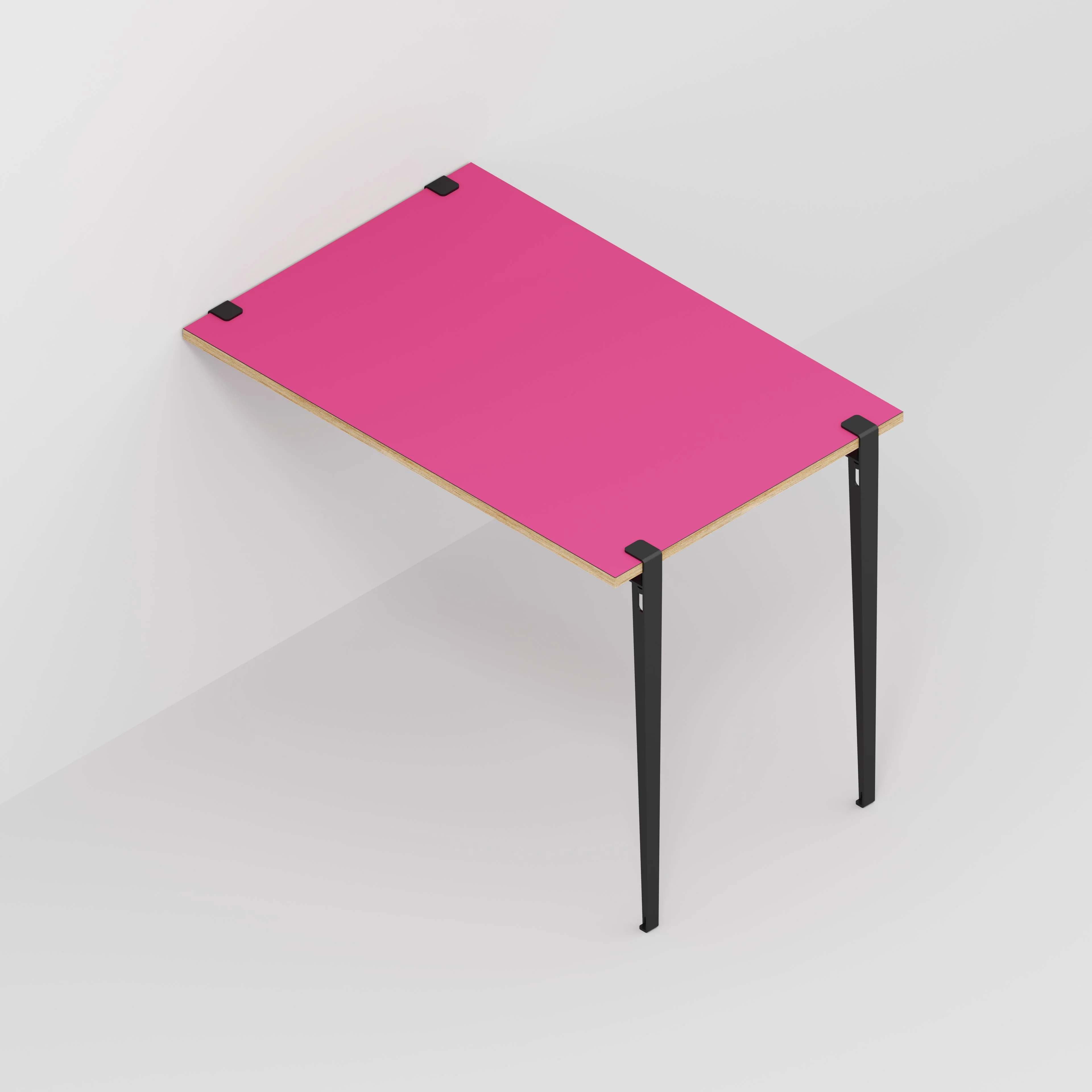 Plywood Wall Table with Black Tiptoe Legs and Brackets - Formica Juicy Pink - 1200(w) x 800(d) x 900(h) - Image 5