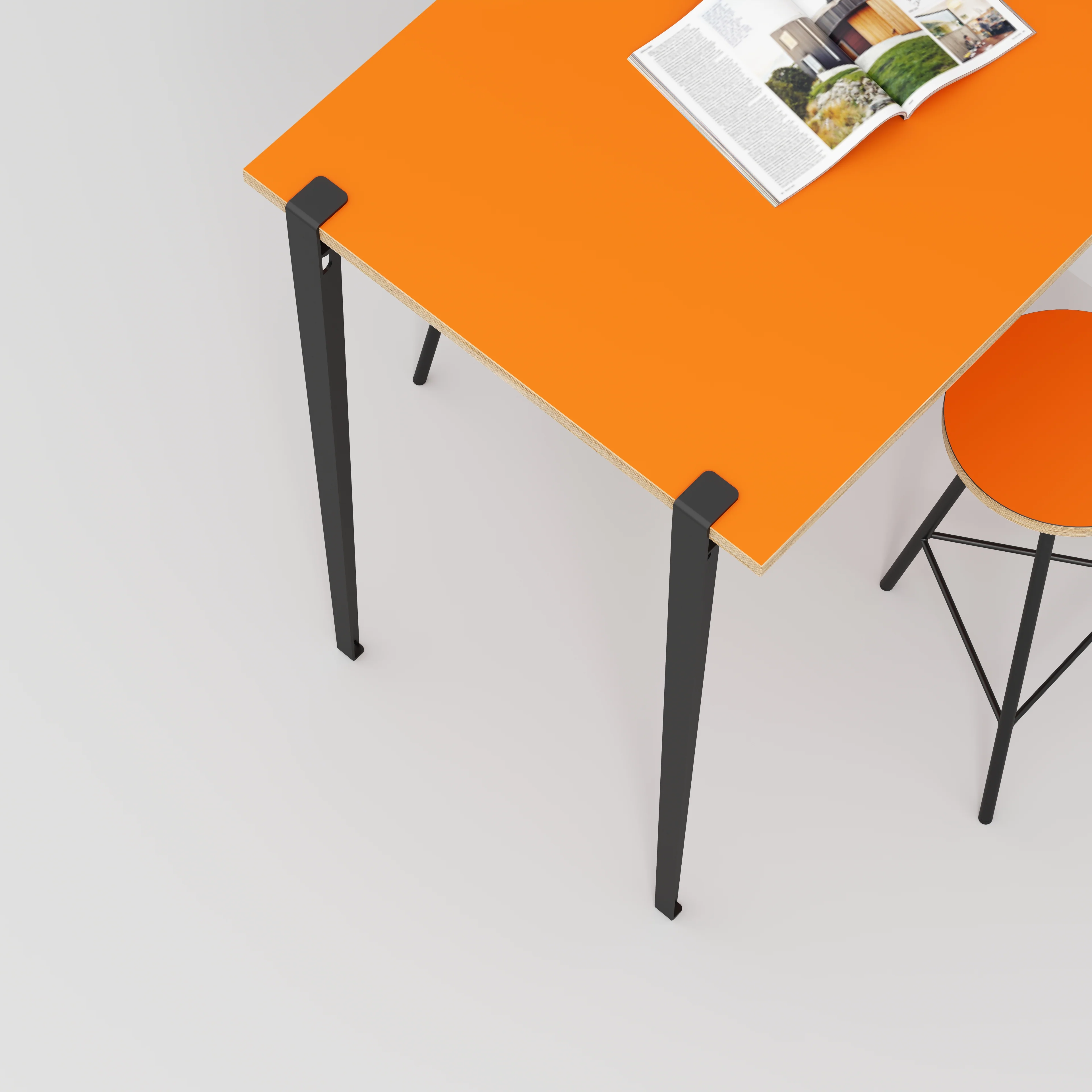 Plywood Wall Table with Black Tiptoe Legs and Brackets - Formica Levante Orange - 1200(w) x 800(d) x 1100(h) - Image 3