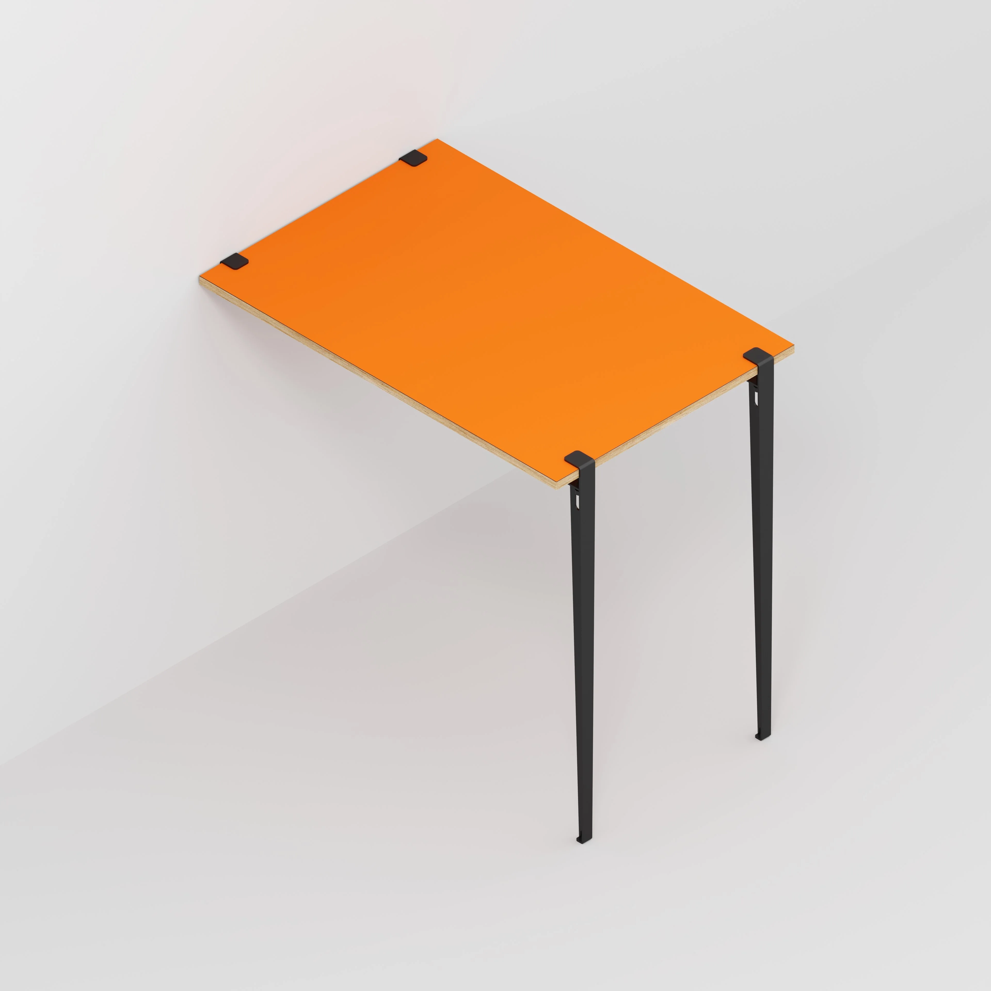Plywood Wall Table with Black Tiptoe Legs and Brackets - Formica Levante Orange - 1200(w) x 800(d) x 1100(h) - Image 5