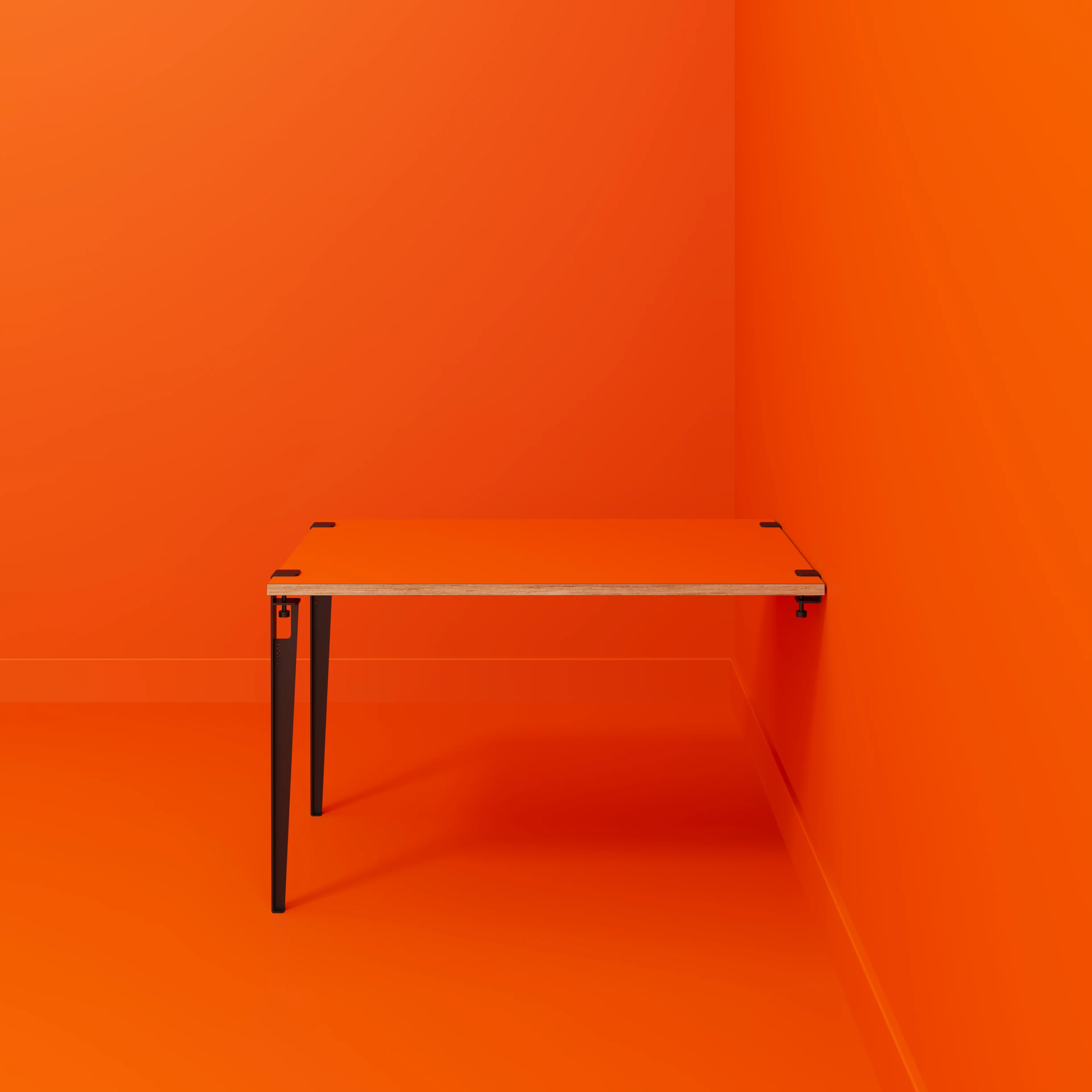 Plywood Wall Table with Black Tiptoe Legs and Brackets - Formica Levante Orange - 1200(w) x 800(d) x 750(h) - Image 2