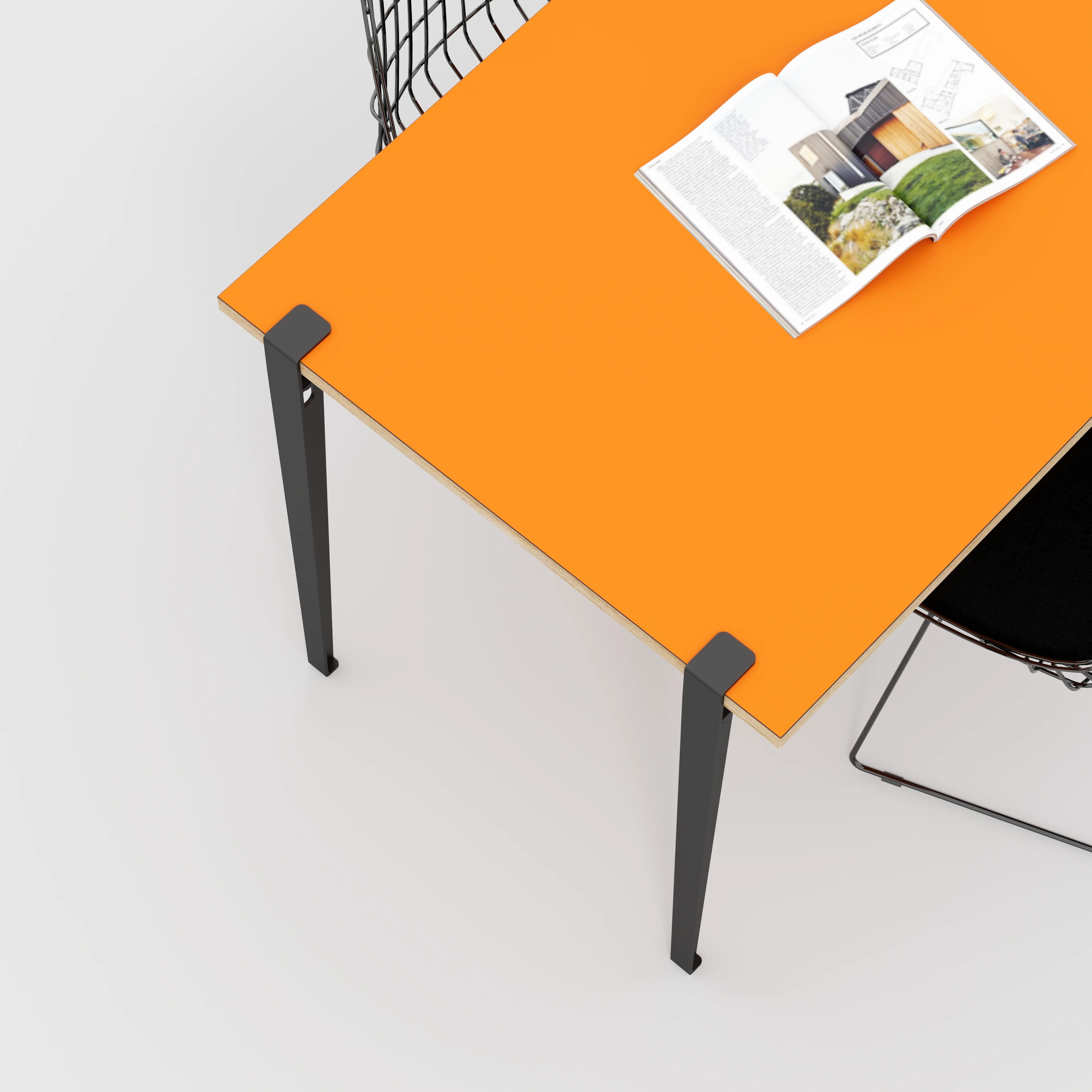 Plywood Wall Table with Black Tiptoe Legs and Brackets - Formica Levante Orange - 1200(w) x 800(d) x 750(h) - Image 3
