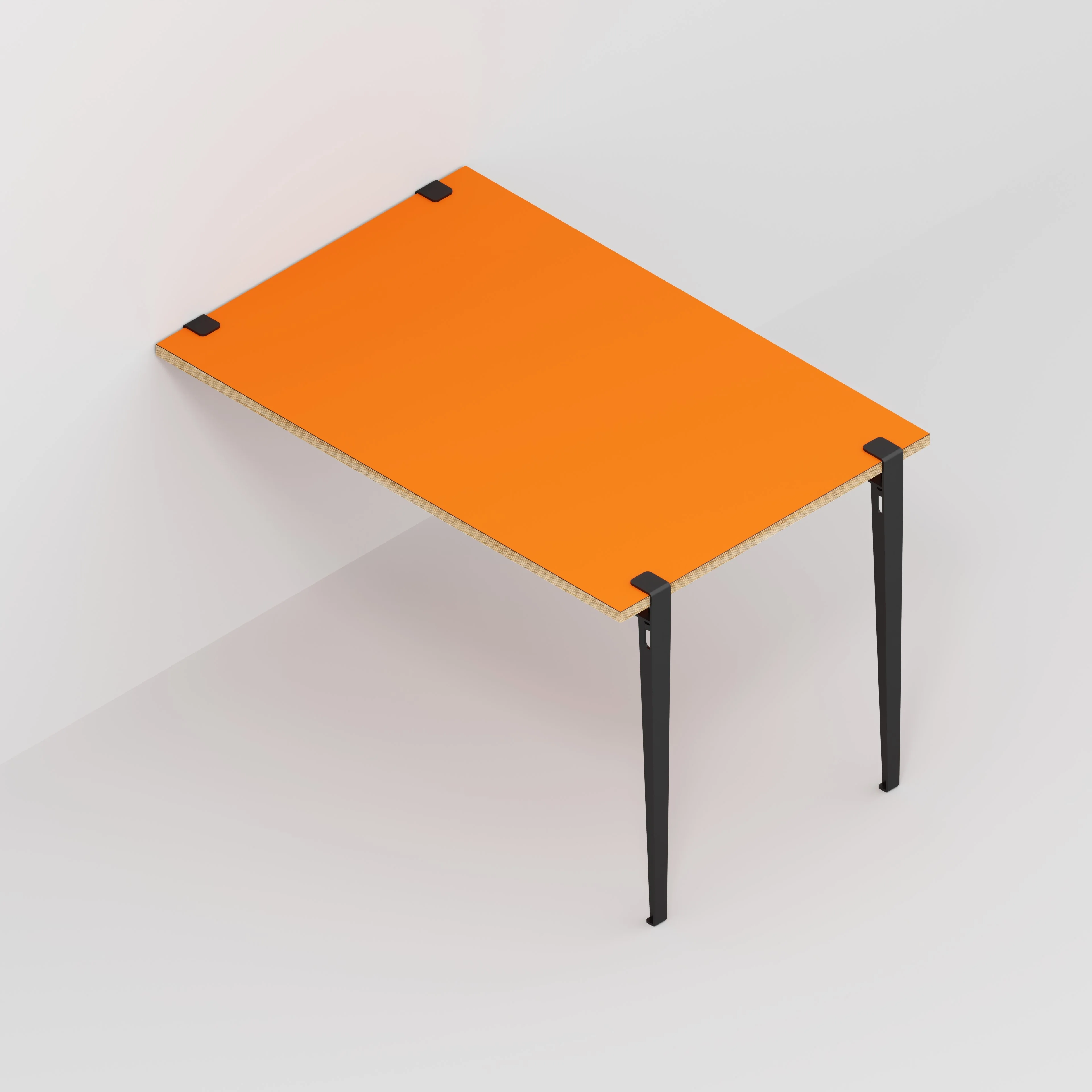 Plywood Wall Table with Black Tiptoe Legs and Brackets - Formica Levante Orange - 1200(w) x 800(d) x 750(h) - Image 5