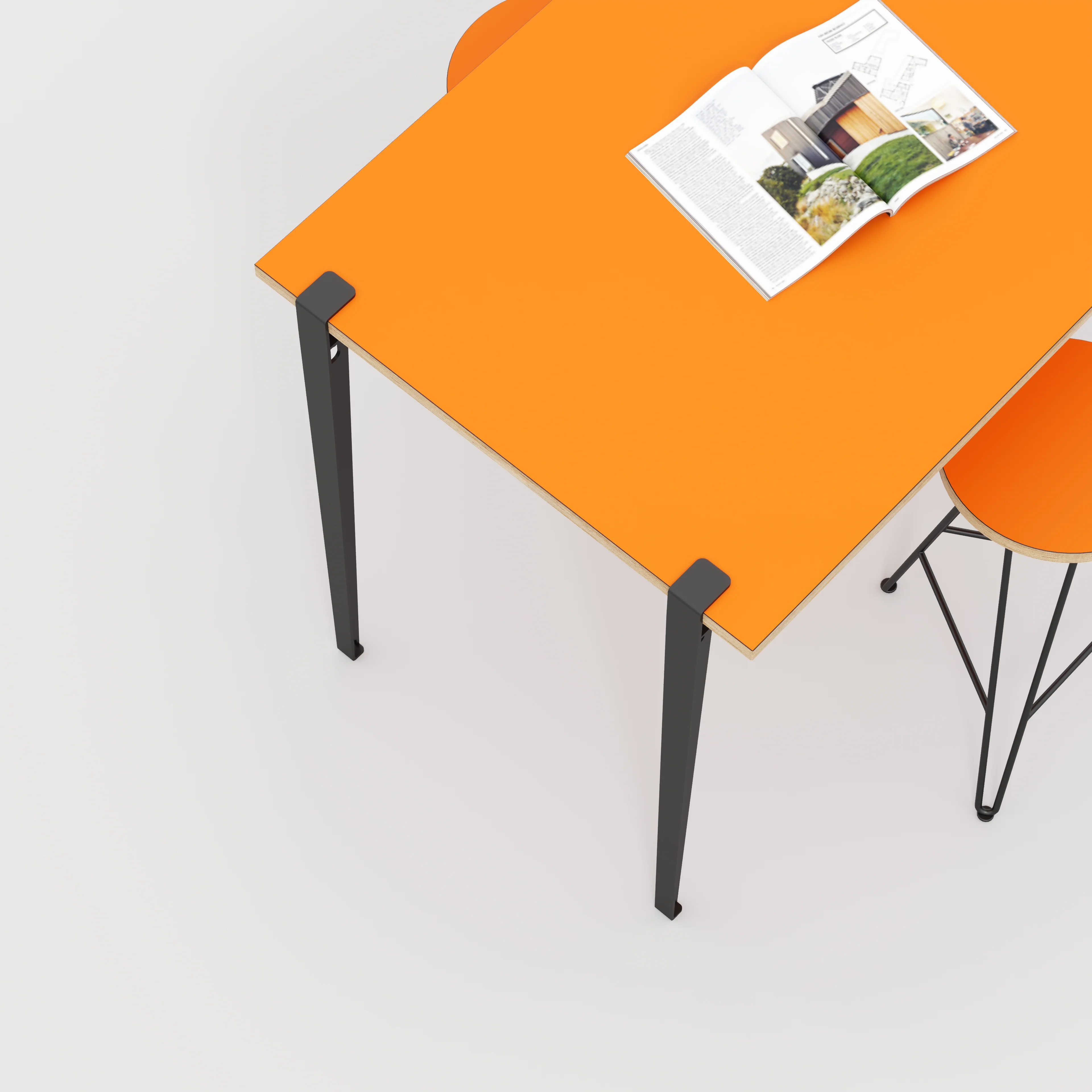 Plywood Wall Table with Black Tiptoe Legs and Brackets - Formica Levante Orange - 1200(w) x 800(d) x 900(h) - Image 3