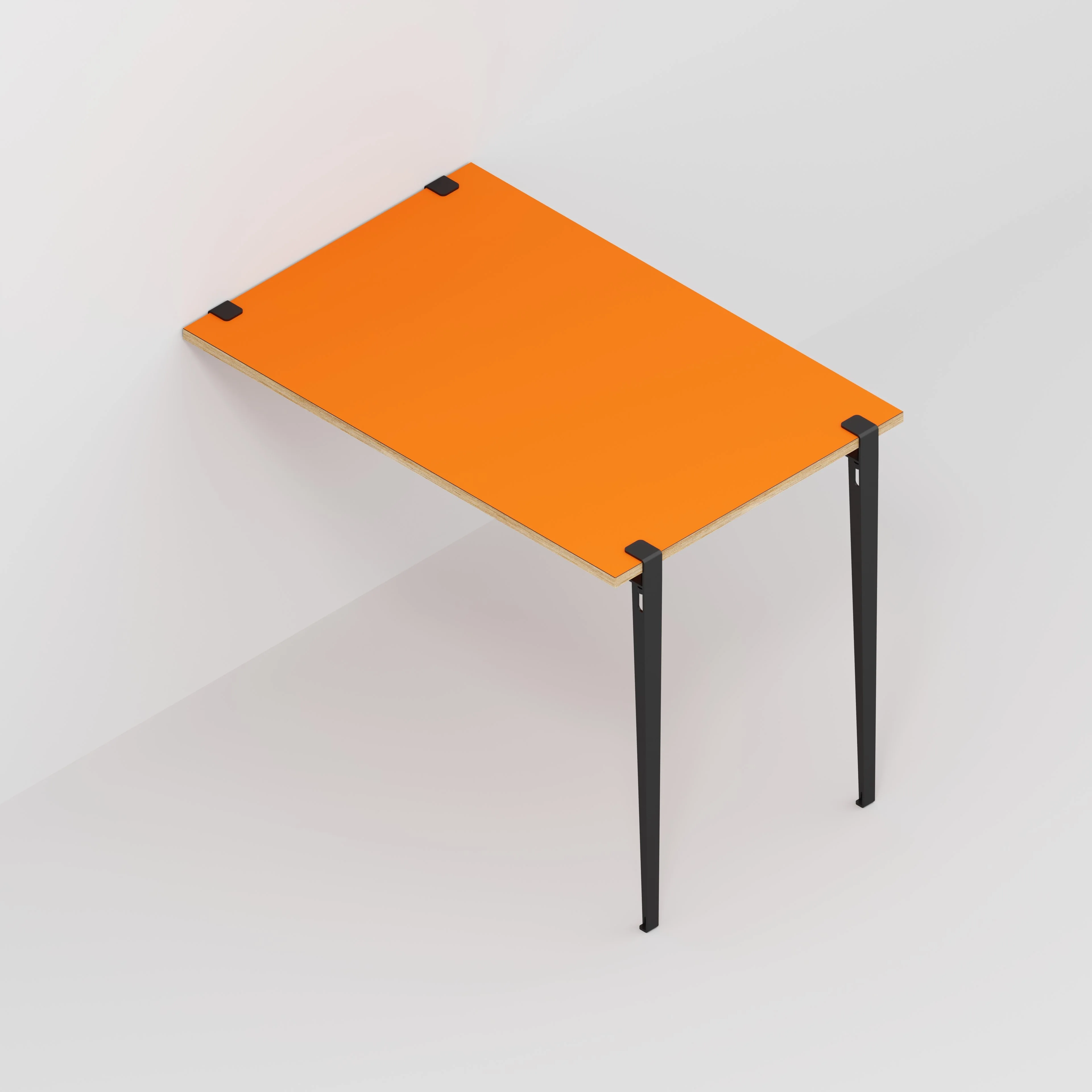 Plywood Wall Table with Black Tiptoe Legs and Brackets - Formica Levante Orange - 1200(w) x 800(d) x 900(h) - Image 5
