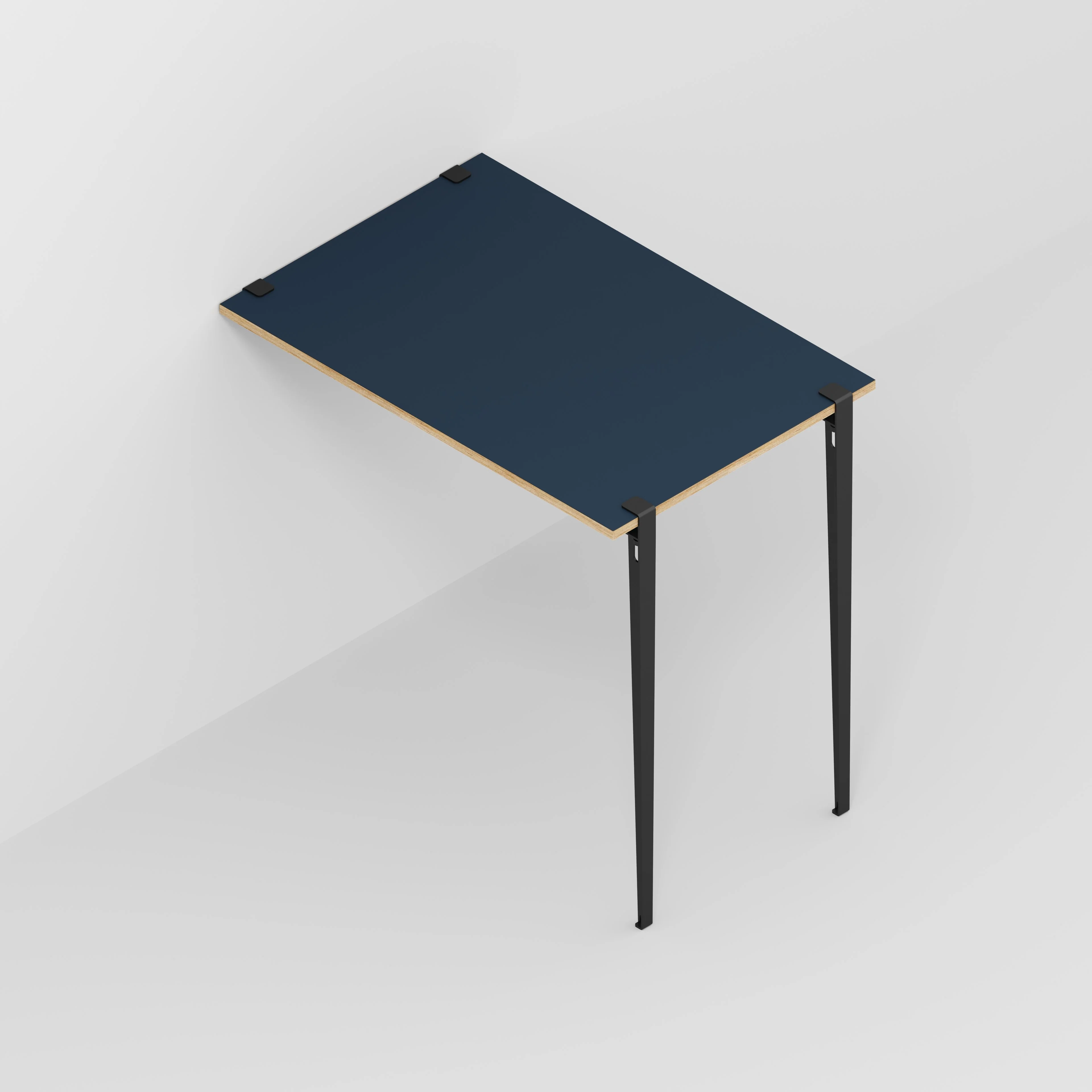 Plywood Wall Table with Black Tiptoe Legs and Brackets - Formica Night Sea Blue - 1200(w) x 800(d) x 1100(h) - Image 5
