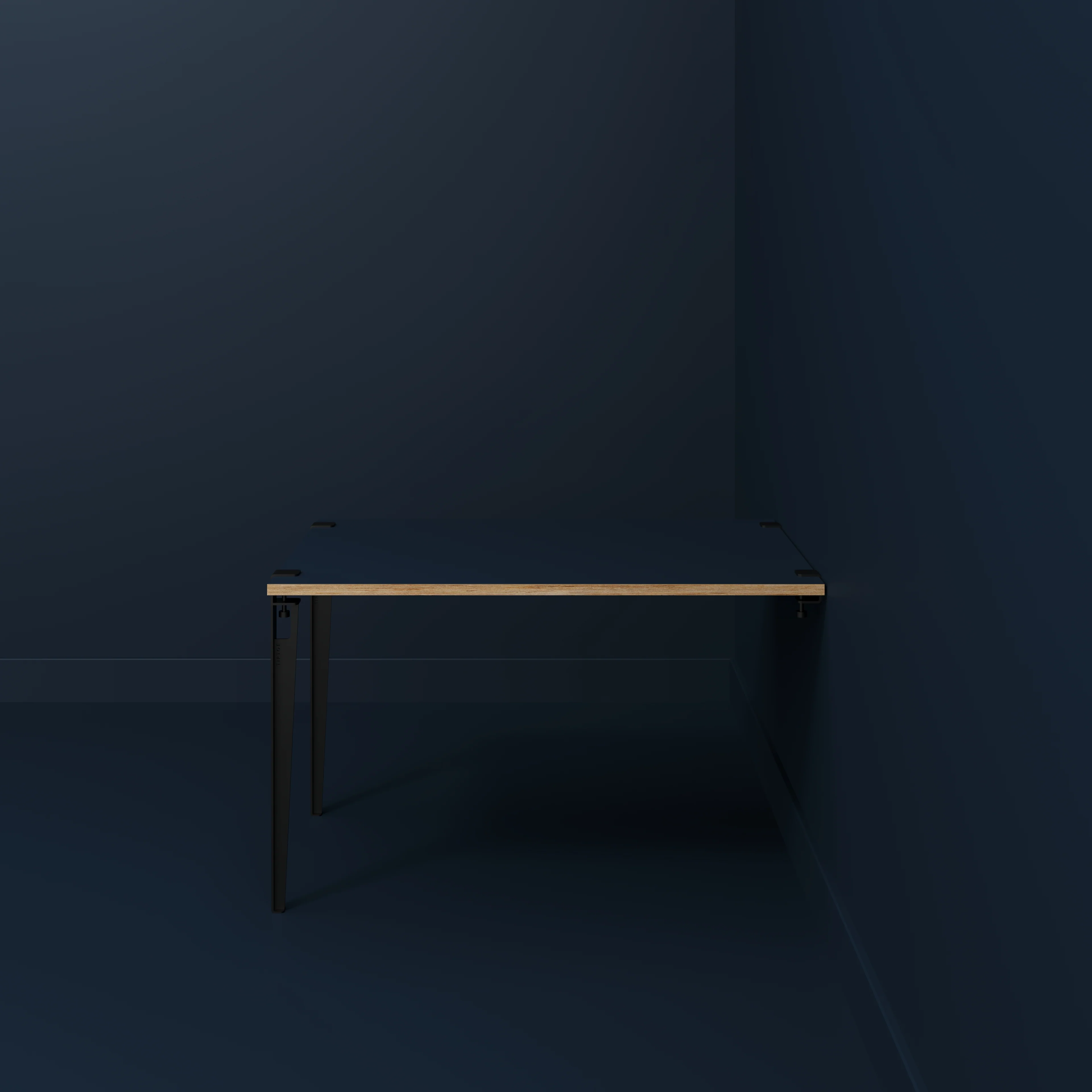 Plywood Wall Table with Black Tiptoe Legs and Brackets - Formica Night Sea Blue - 1200(w) x 800(d) x 750(h) - Image 2