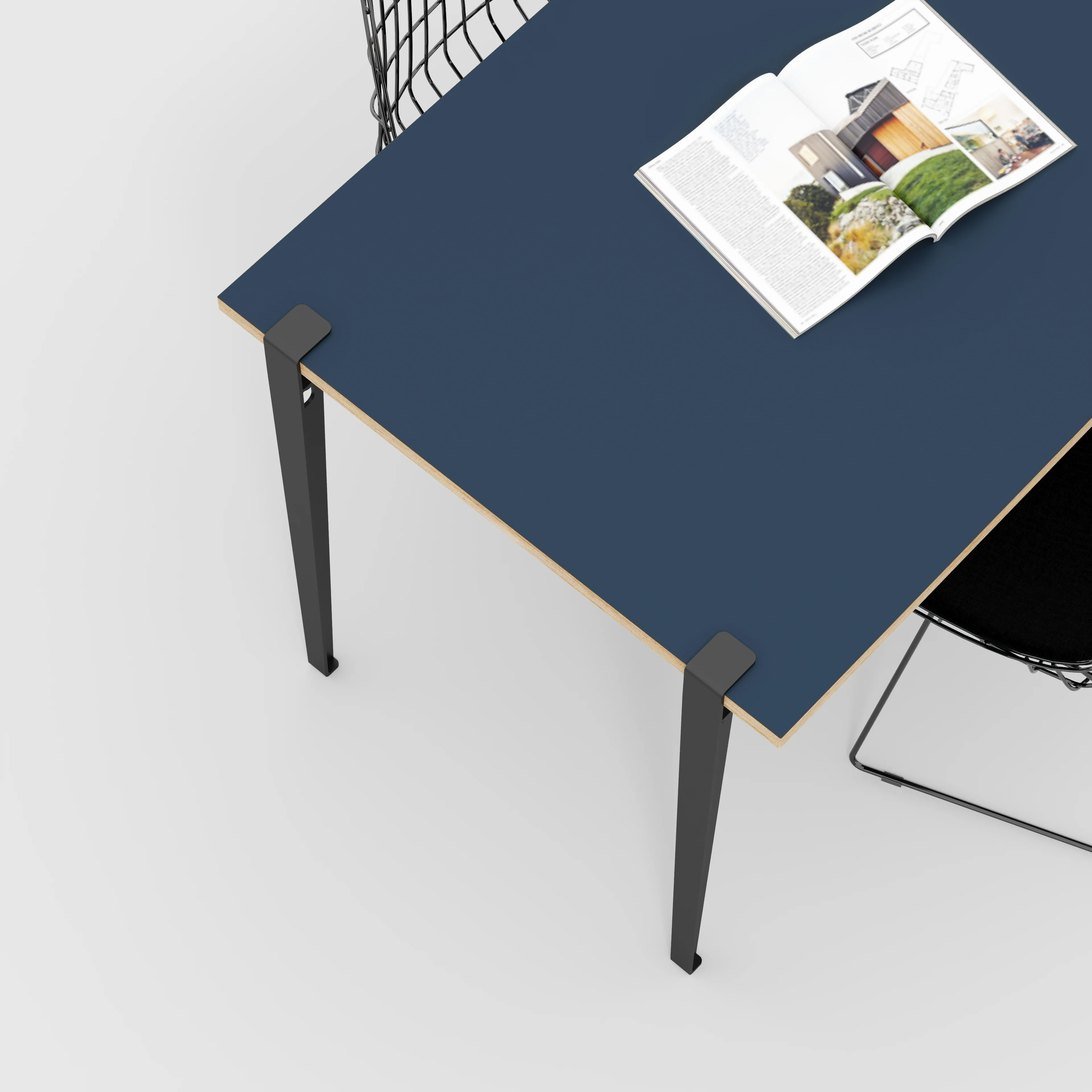 Plywood Wall Table with Black Tiptoe Legs and Brackets - Formica Night Sea Blue - 1200(w) x 800(d) x 750(h) - Image 3