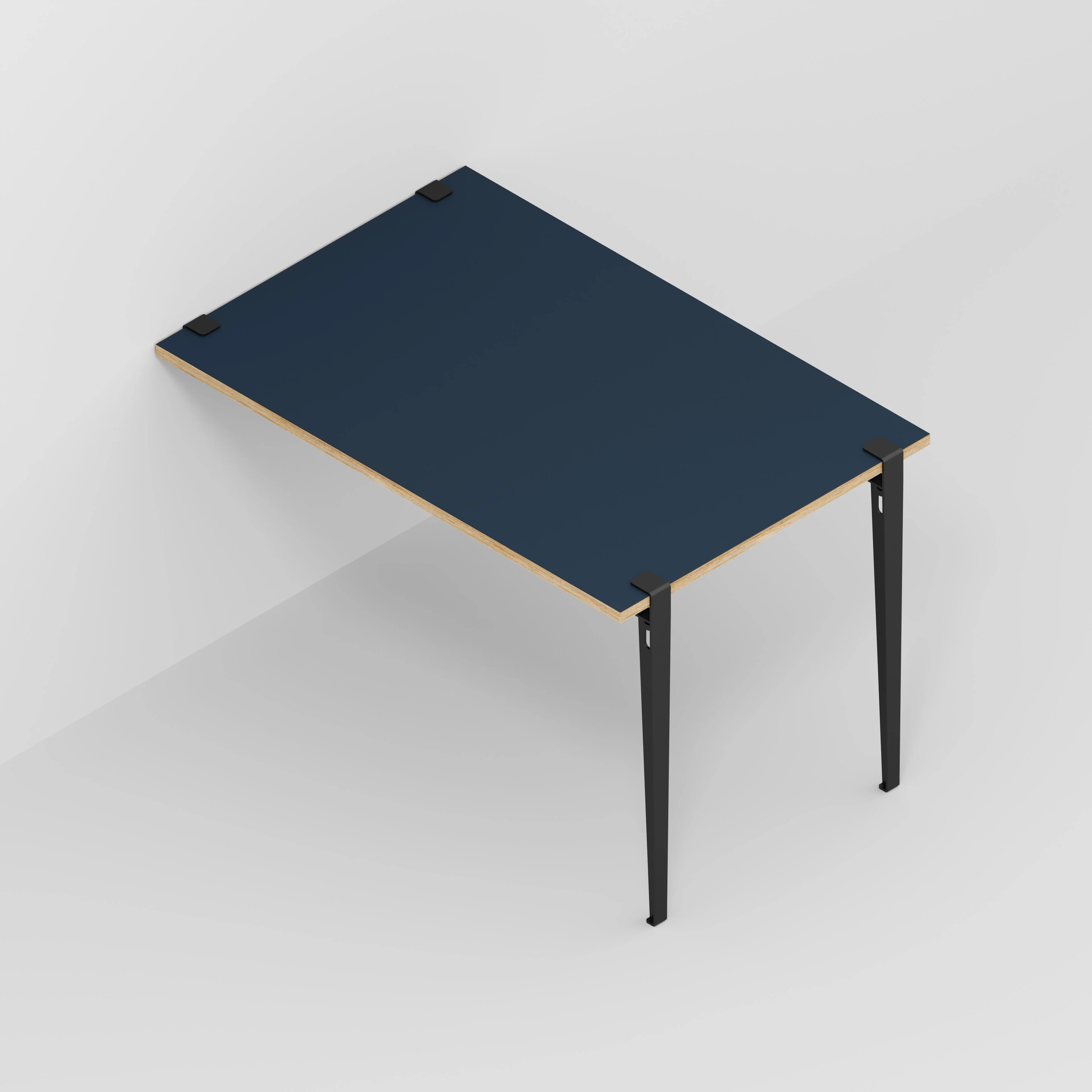 Plywood Wall Table with Black Tiptoe Legs and Brackets - Formica Night Sea Blue - 1200(w) x 800(d) x 750(h) - Image 5
