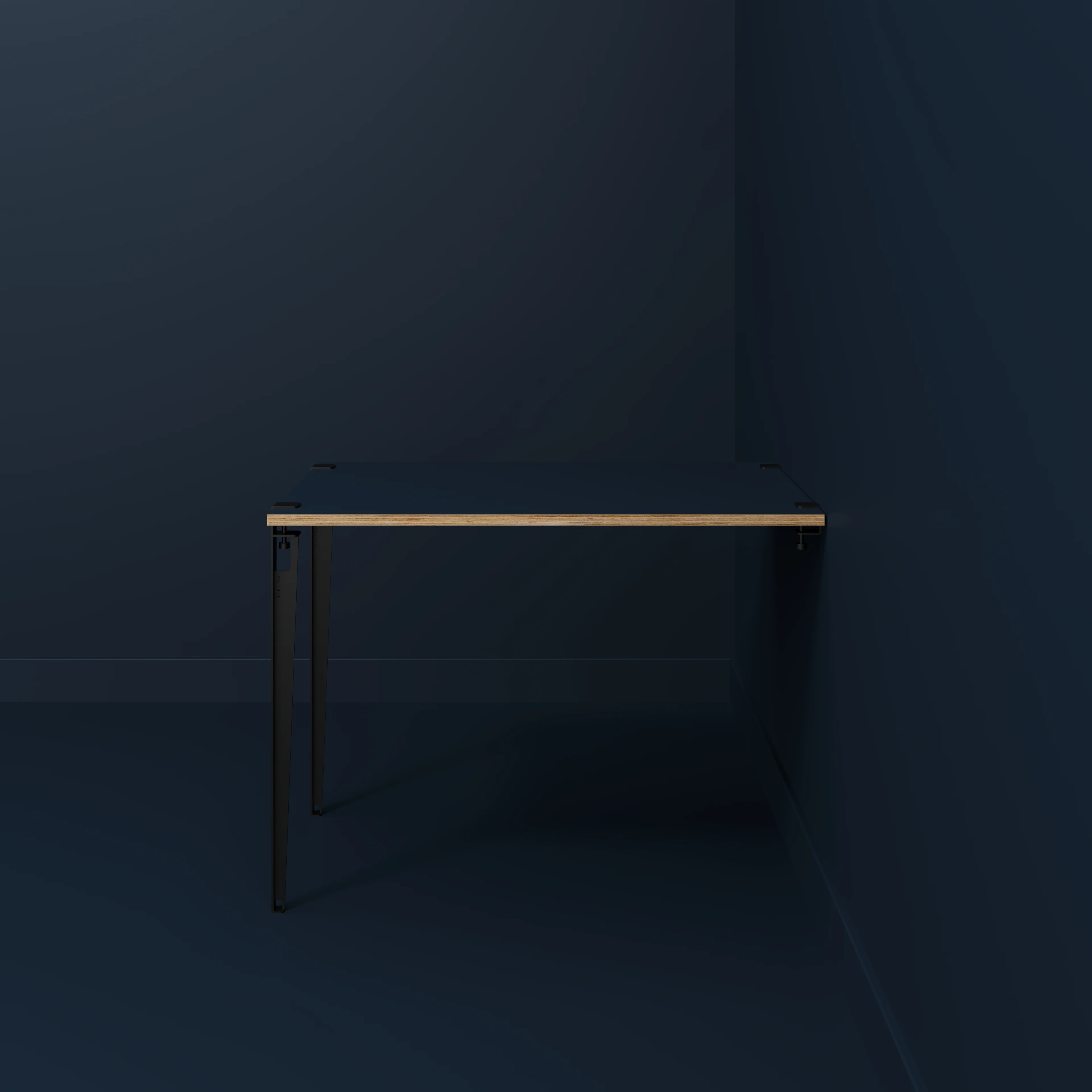 Plywood Wall Table with Black Tiptoe Legs and Brackets - Formica Night Sea Blue - 1200(w) x 800(d) x 900(h) - Image 2