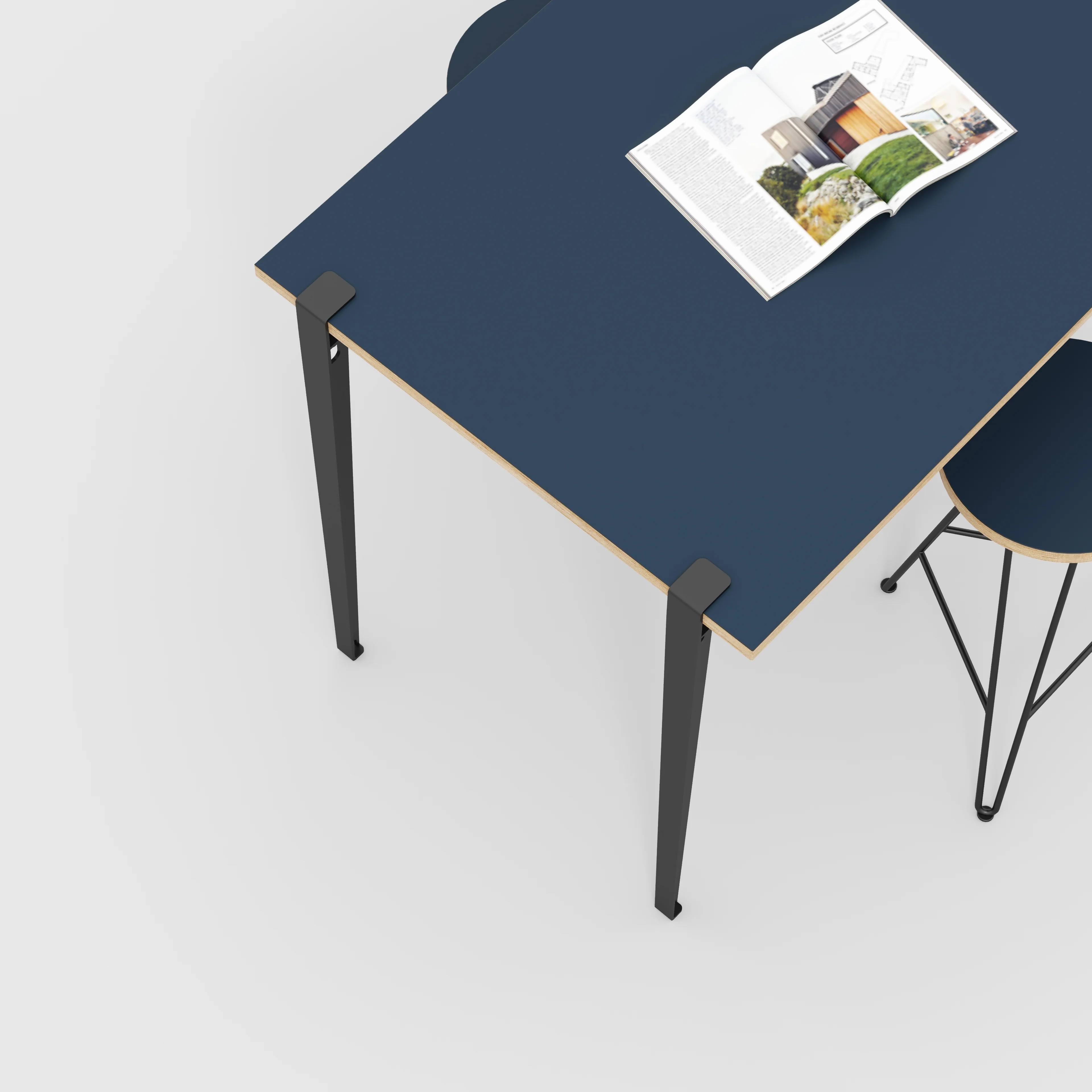 Plywood Wall Table with Black Tiptoe Legs and Brackets - Formica Night Sea Blue - 1200(w) x 800(d) x 900(h) - Image 3