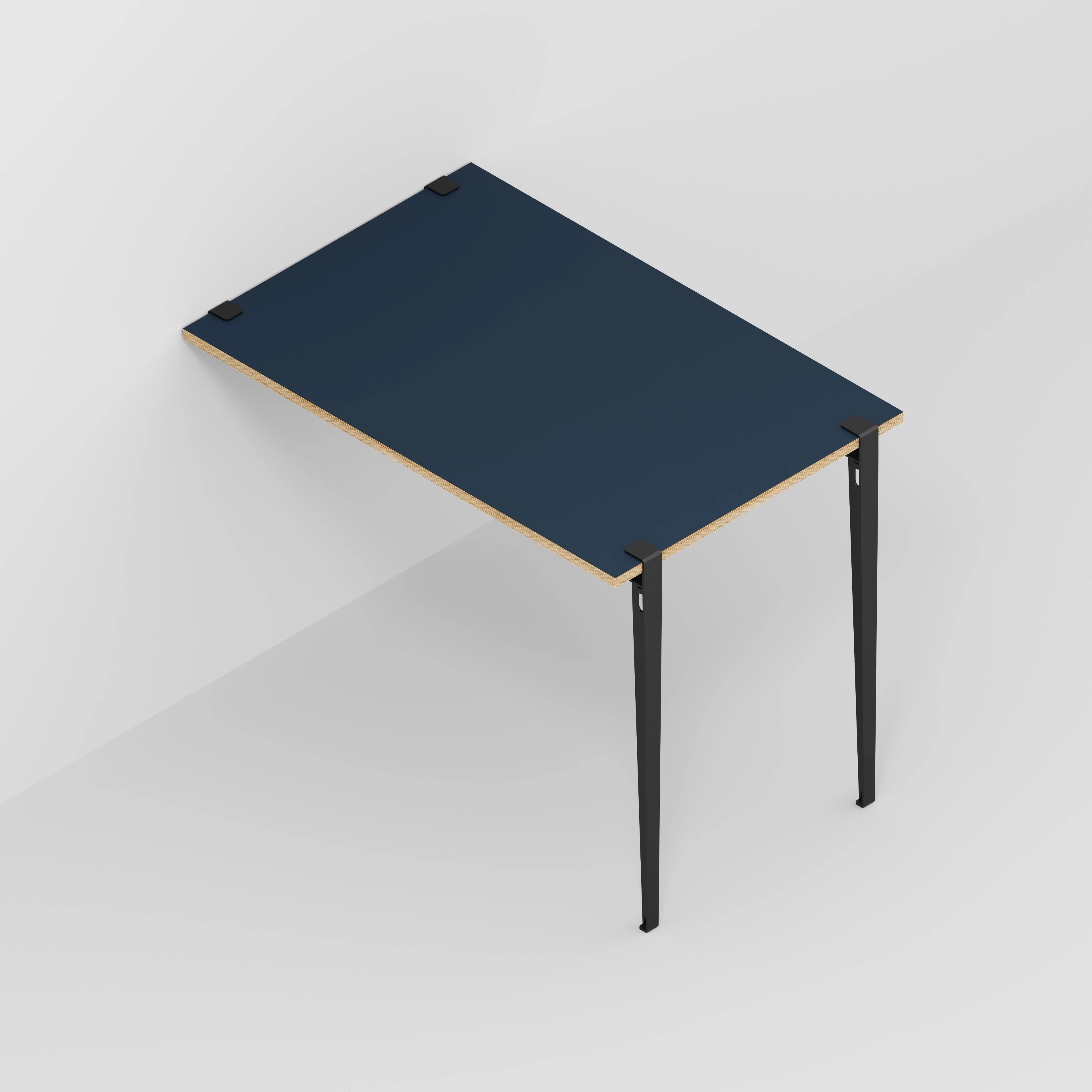 Plywood Wall Table with Black Tiptoe Legs and Brackets - Formica Night Sea Blue - 1200(w) x 800(d) x 900(h) - Image 5