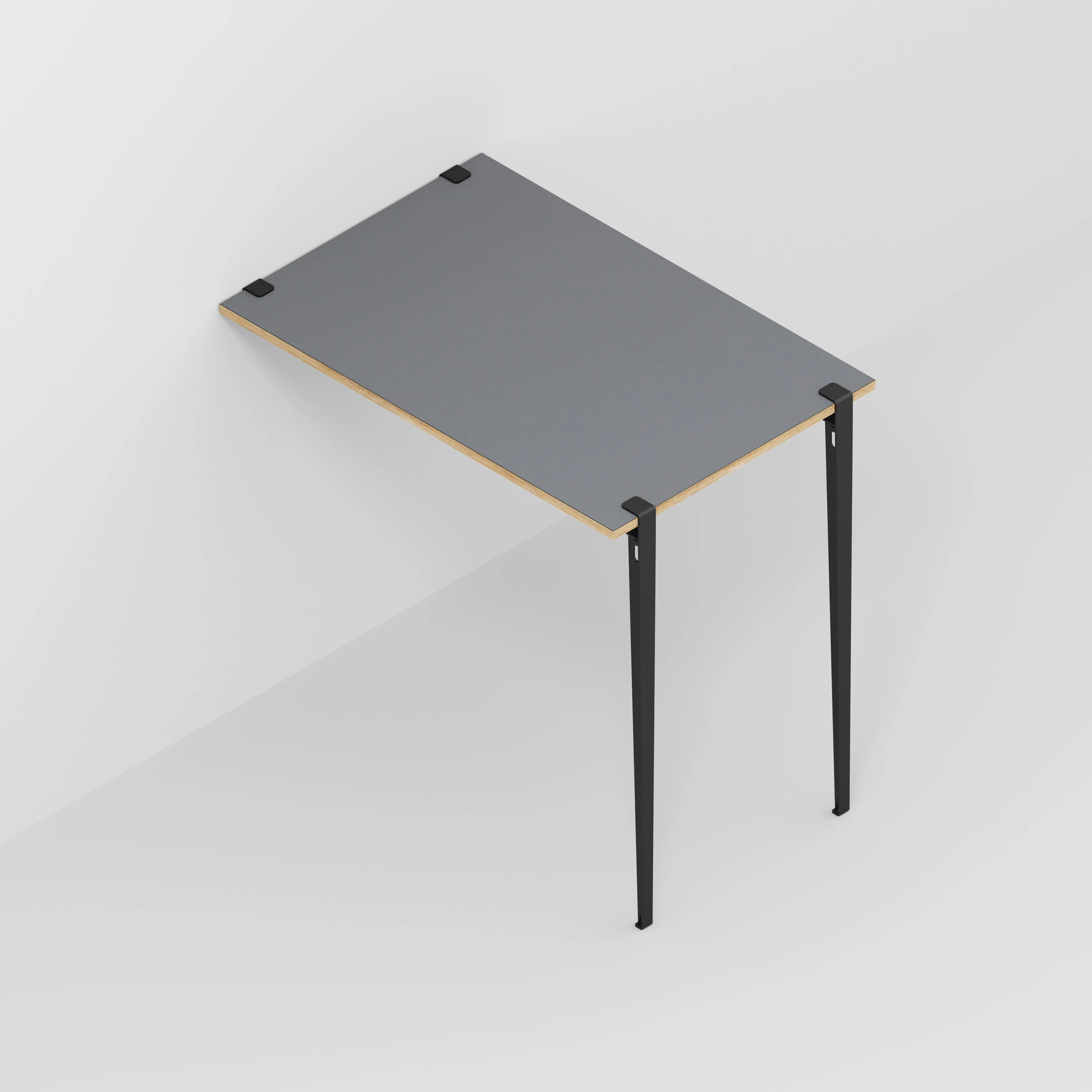 Plywood Wall Table with Black Tiptoe Legs and Brackets - Formica Tornado Grey - 1200(w) x 800(d) x 1100(h) - Image 5