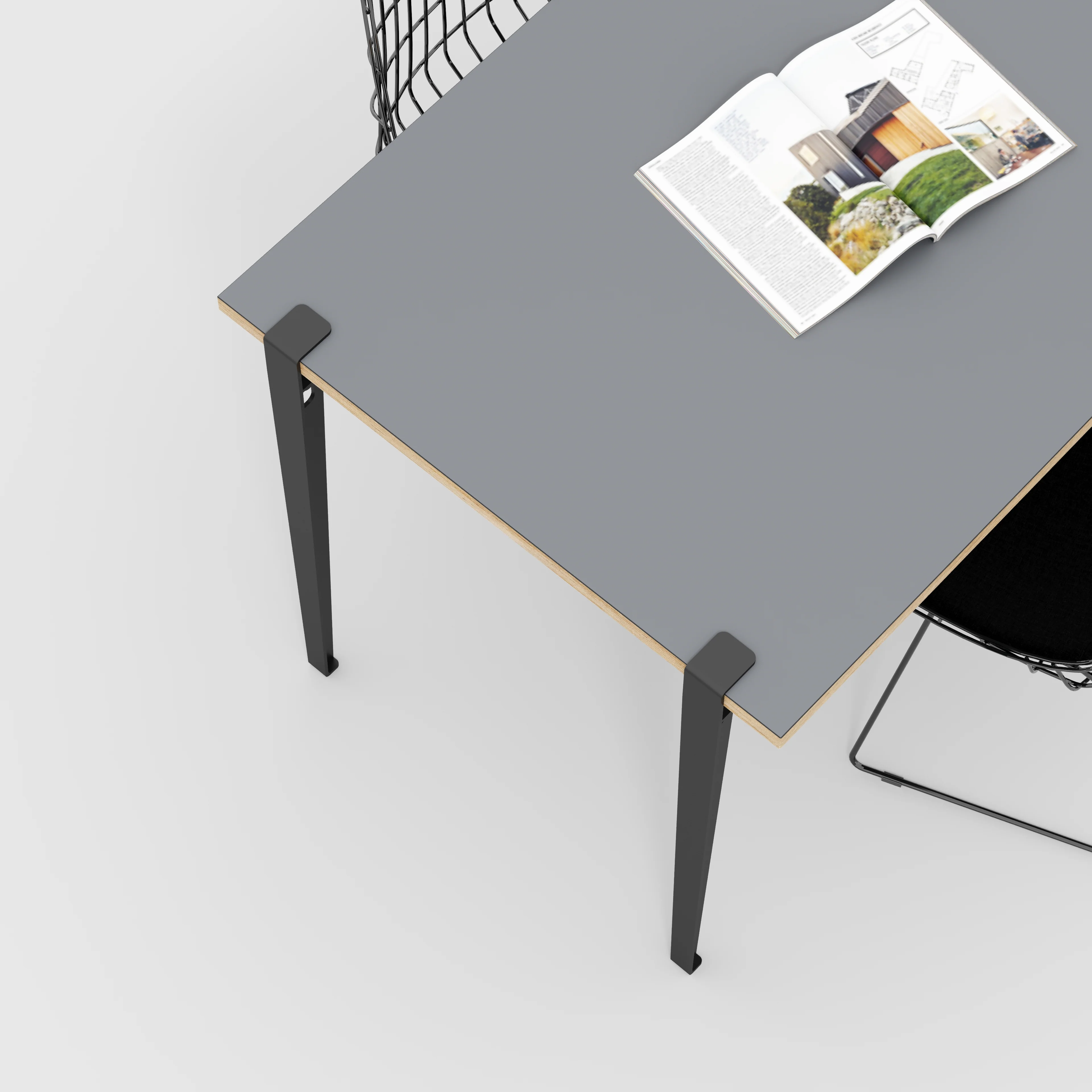 Plywood Wall Table with Black Tiptoe Legs and Brackets - Formica Tornado Grey - 1200(w) x 800(d) x 750(h) - Image 3