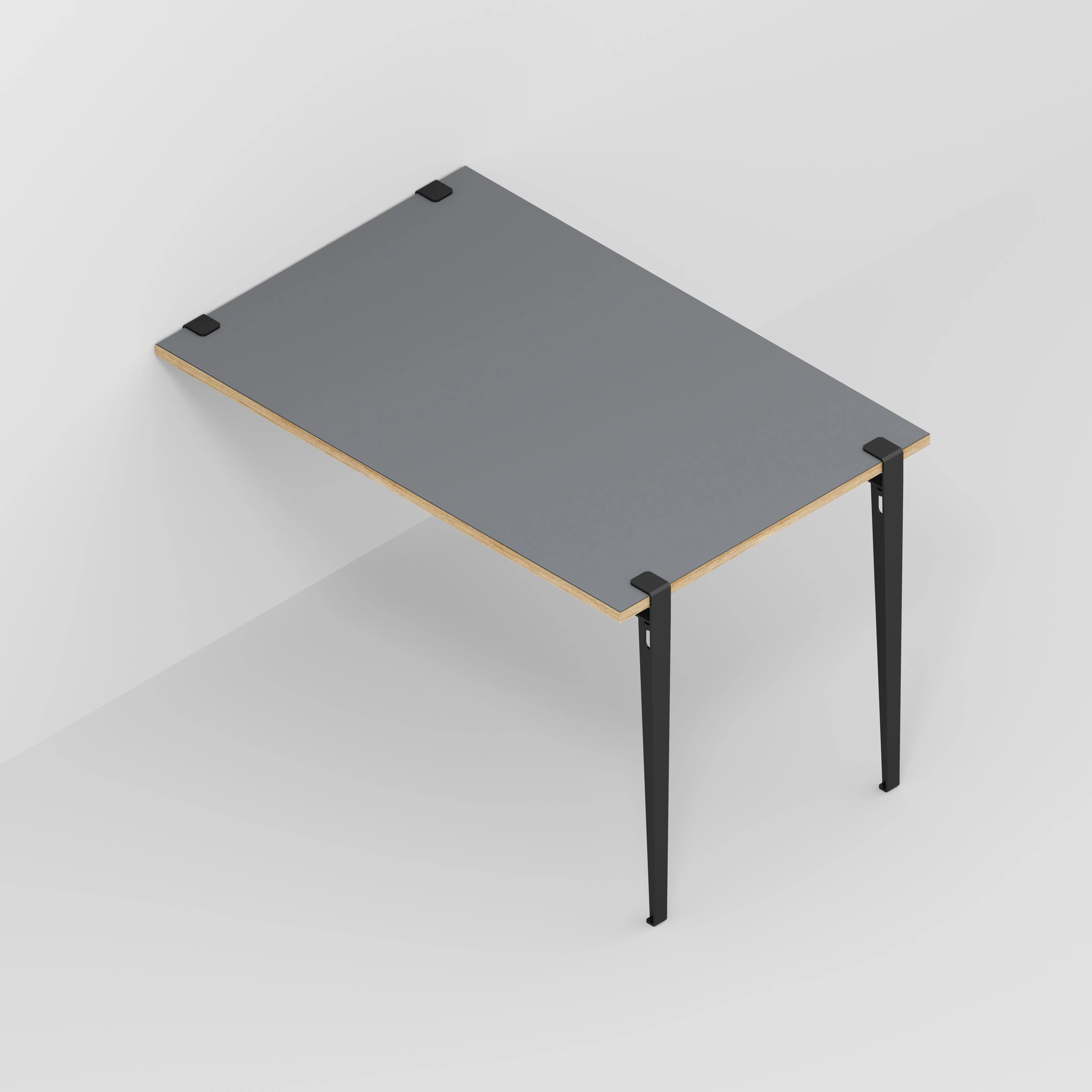 Plywood Wall Table with Black Tiptoe Legs and Brackets - Formica Tornado Grey - 1200(w) x 800(d) x 750(h) - Image 5