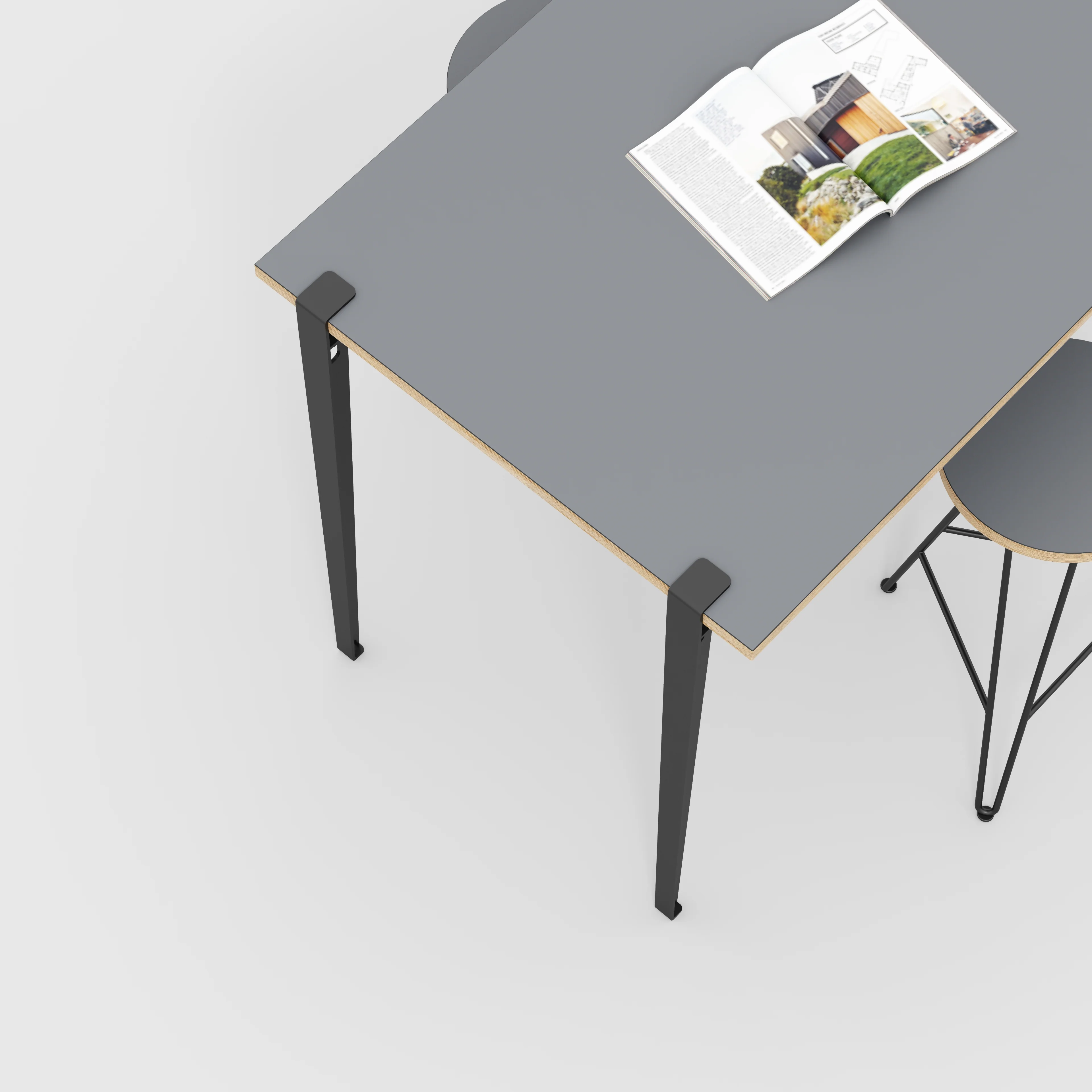 Plywood Wall Table with Black Tiptoe Legs and Brackets - Formica Tornado Grey - 1200(w) x 800(d) x 900(h) - Image 3