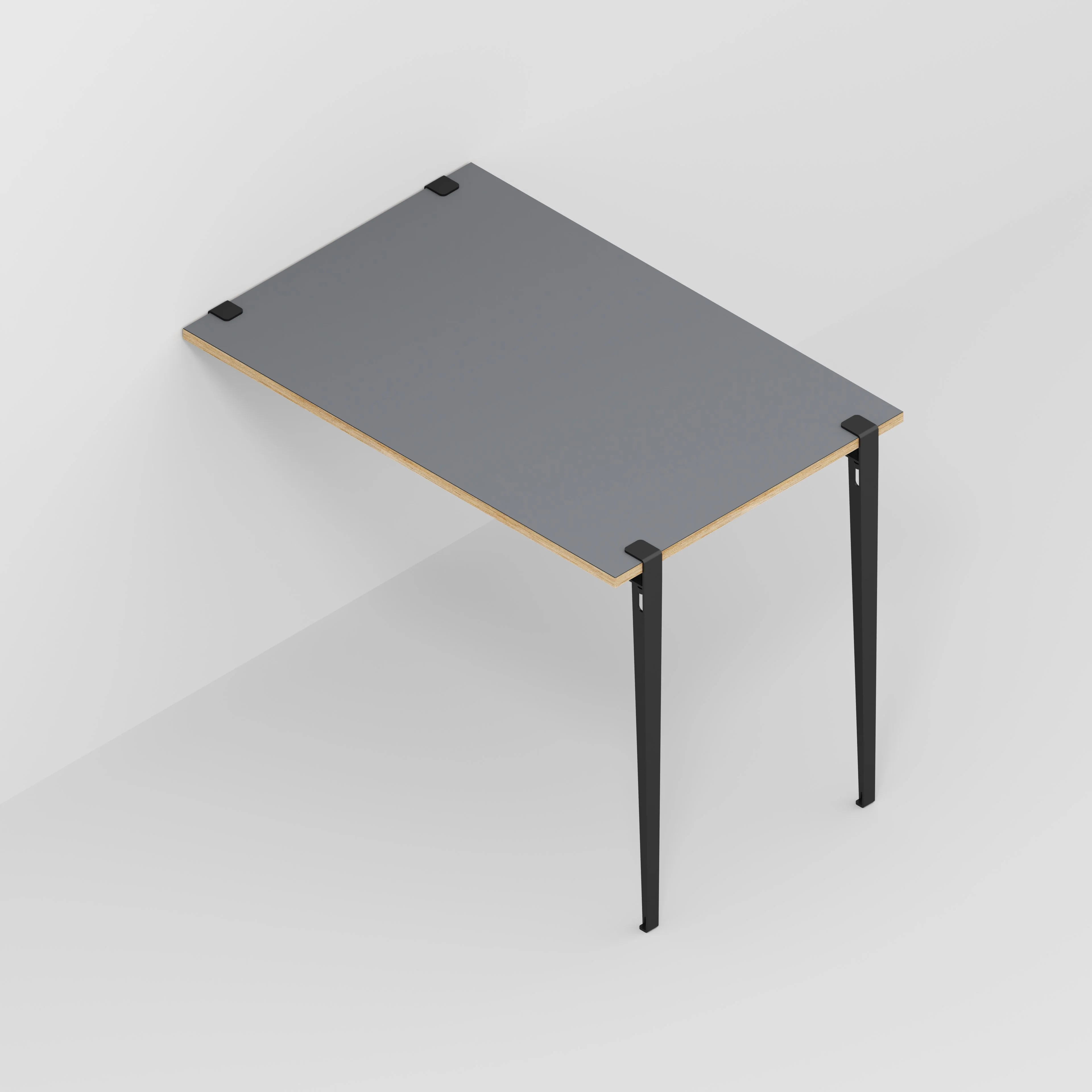 Plywood Wall Table with Black Tiptoe Legs and Brackets - Formica Tornado Grey - 1200(w) x 800(d) x 900(h) - Image 5