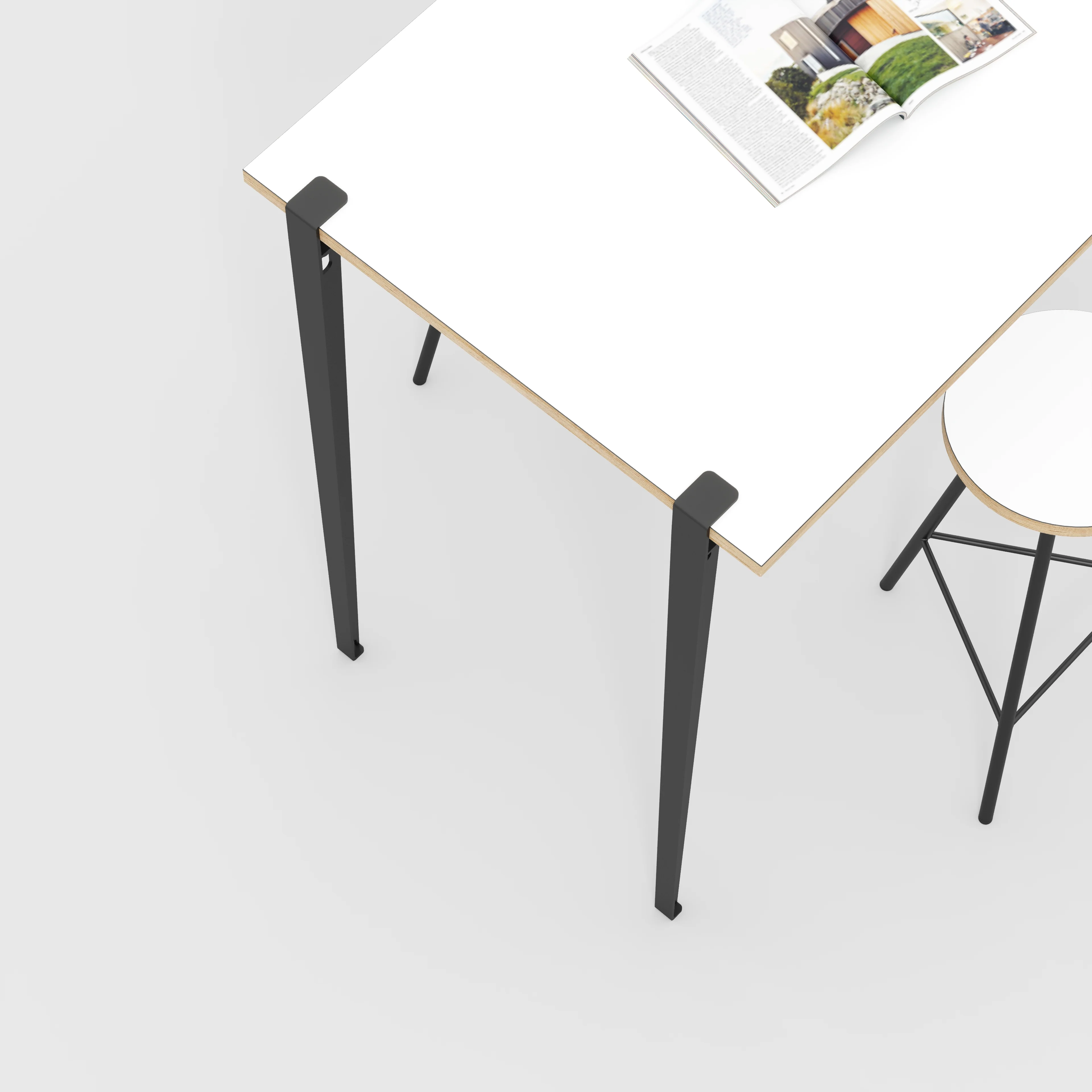 Plywood Wall Table with Black Tiptoe Legs and Brackets - Formica White - 1200(w) x 800(d) x 1100(h) - Image 3