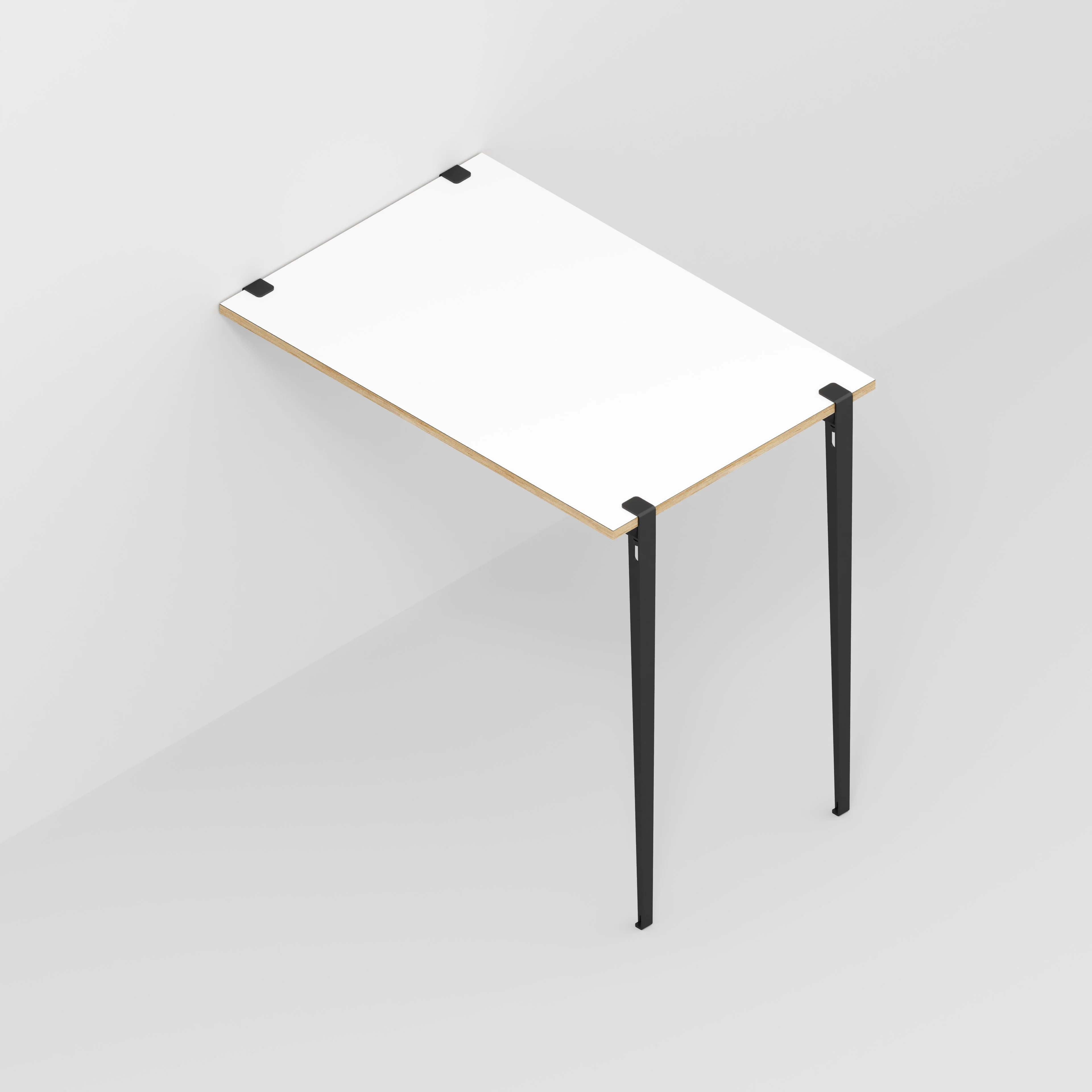 Plywood Wall Table with Black Tiptoe Legs and Brackets - Formica White - 1200(w) x 800(d) x 1100(h) - Image 5