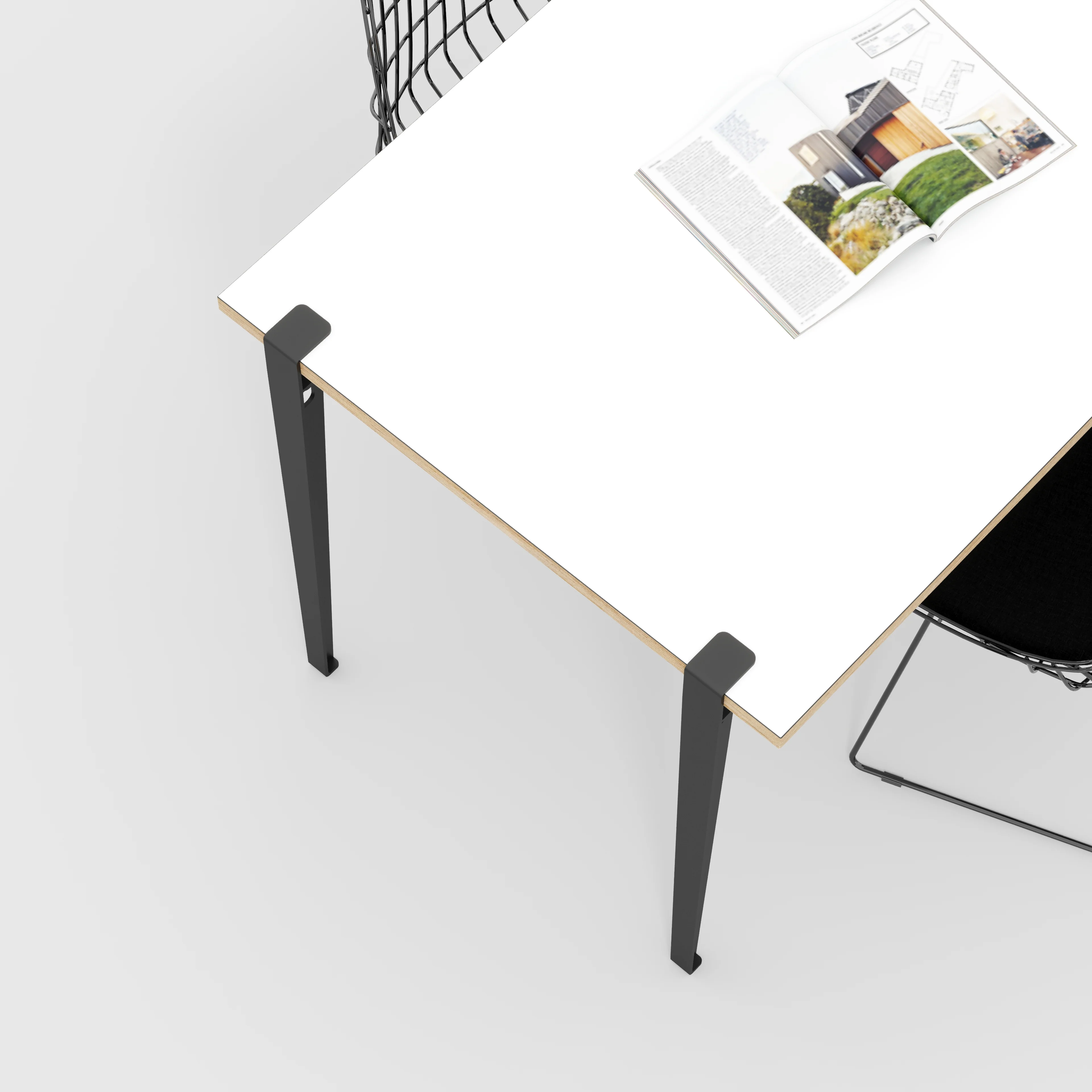 Plywood Wall Table with Black Tiptoe Legs and Brackets - Formica White - 1200(w) x 800(d) x 750(h) - Image 3