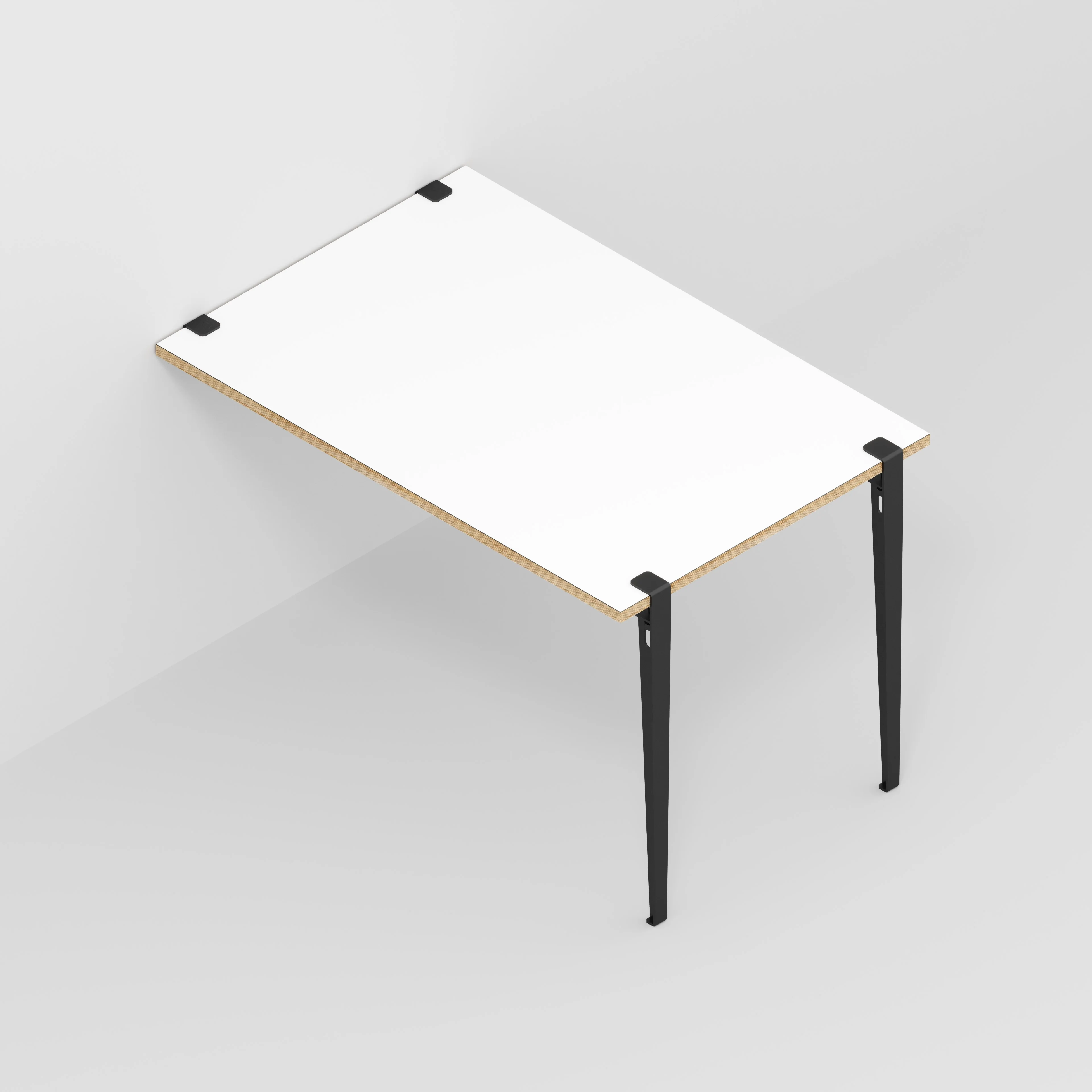 Plywood Wall Table with Black Tiptoe Legs and Brackets - Formica White - 1200(w) x 800(d) x 750(h) - Image 5