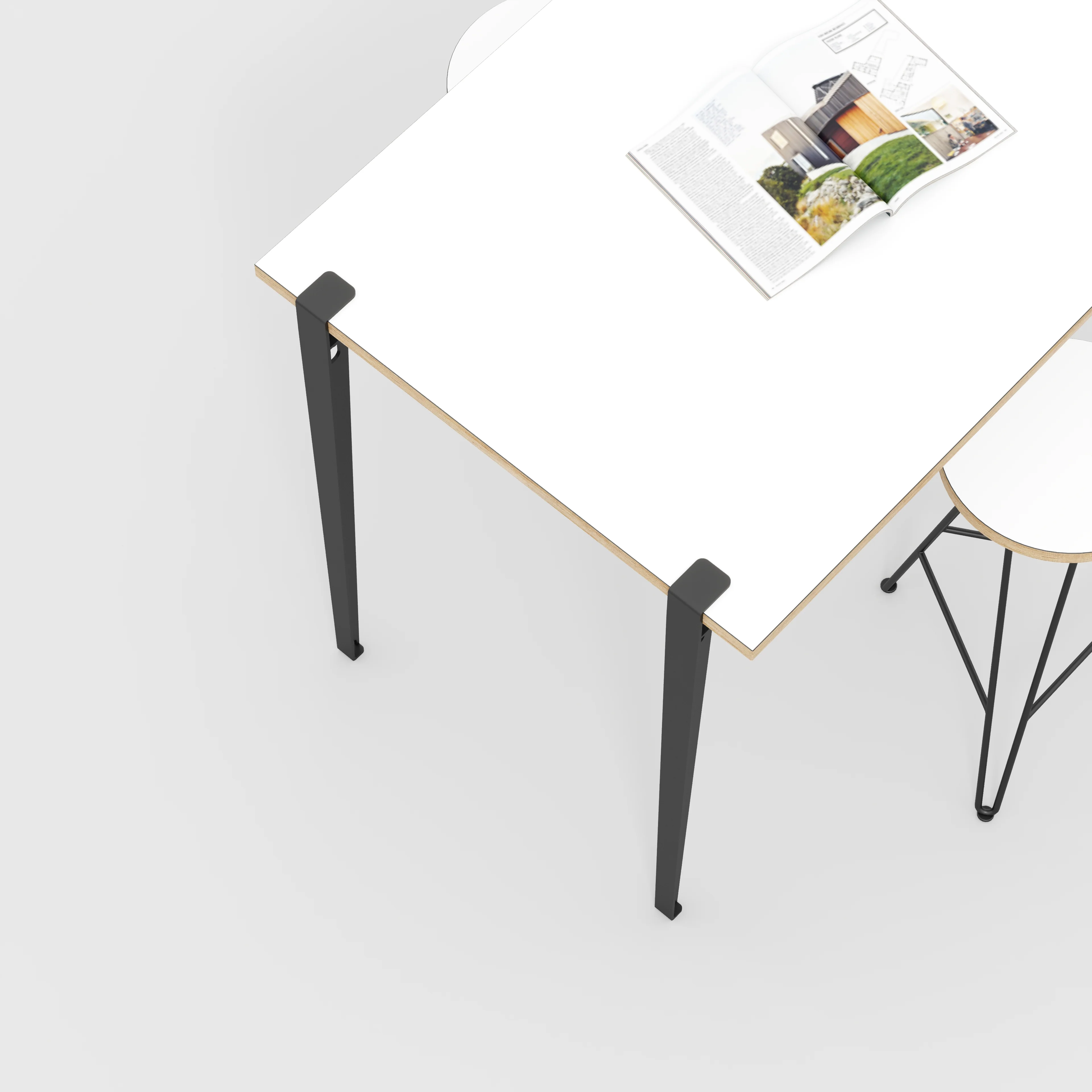 Plywood Wall Table with Black Tiptoe Legs and Brackets - Formica White - 1200(w) x 800(d) x 900(h) - Image 3