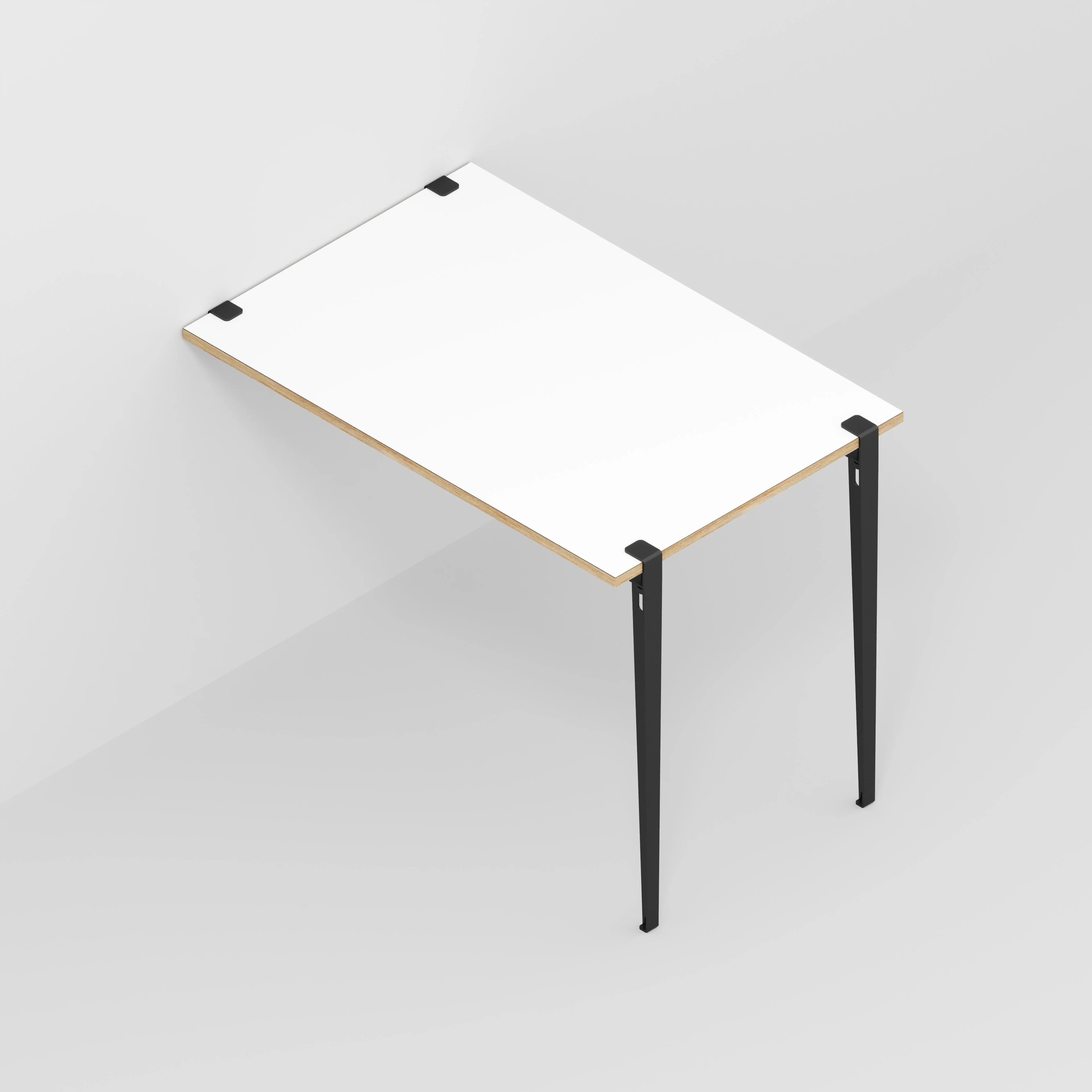 Plywood Wall Table with Black Tiptoe Legs and Brackets - Formica White - 1200(w) x 800(d) x 900(h) - Image 5